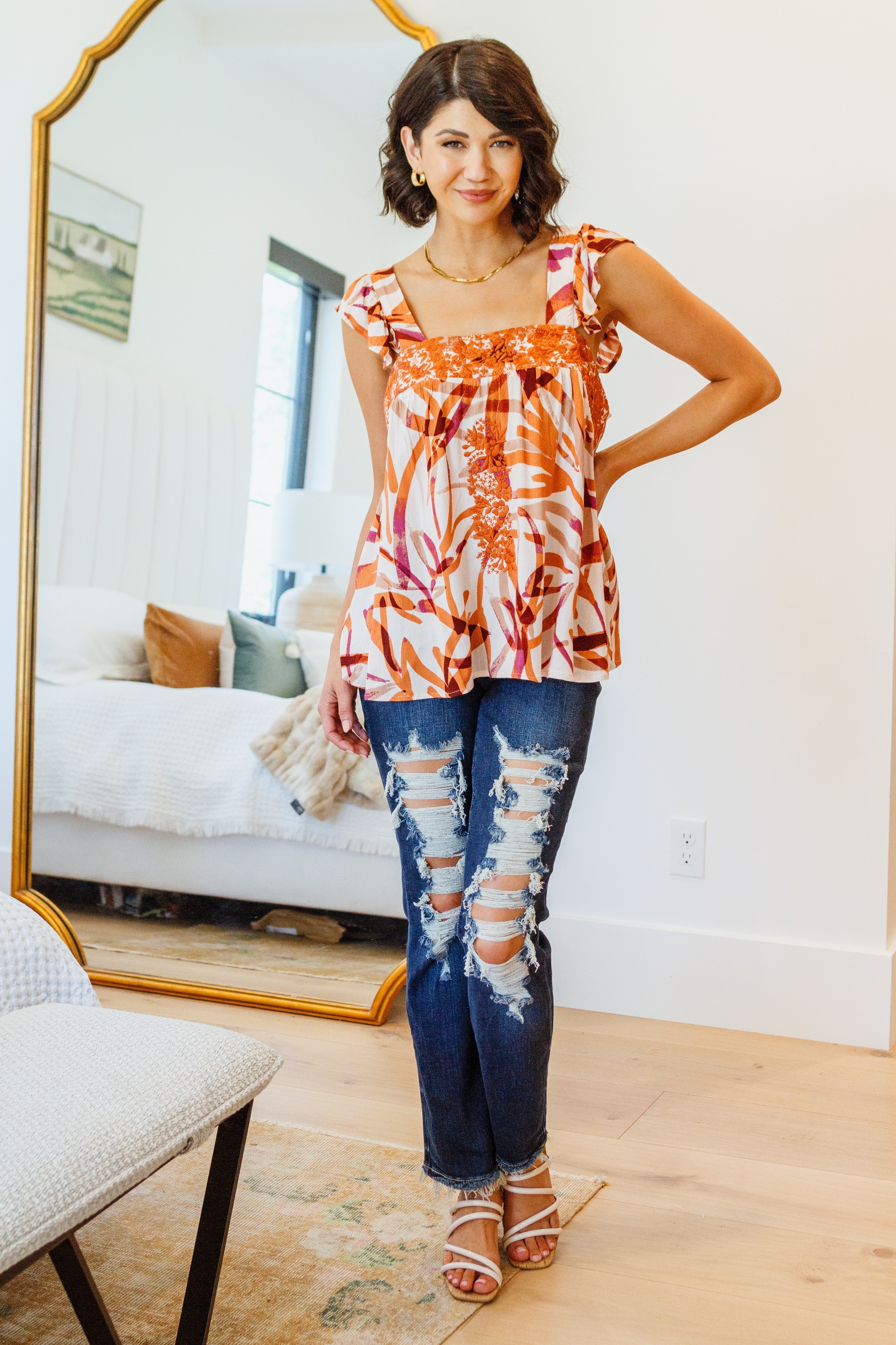 Francesca Embroidered Top • Rust