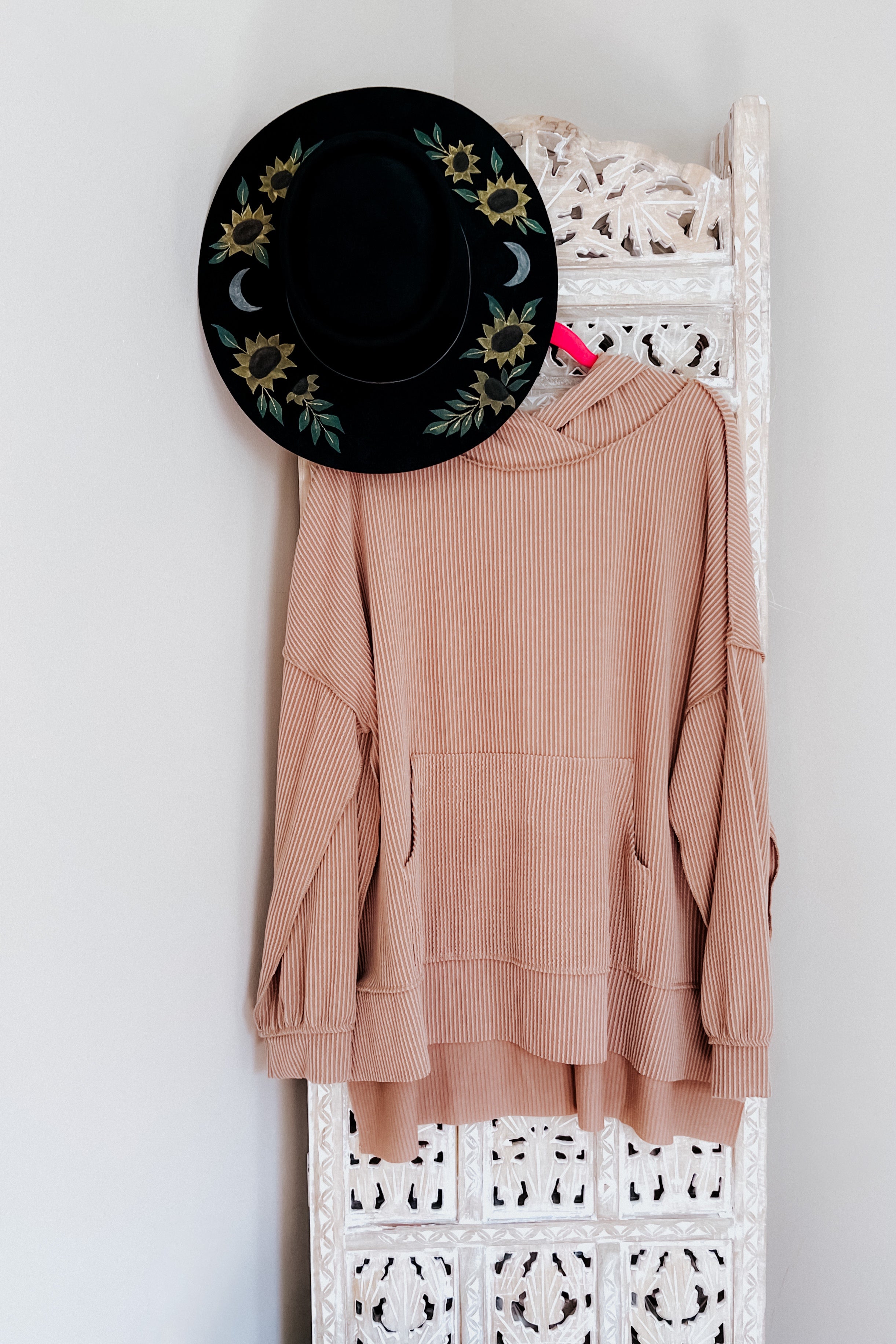 Cozy Up Mineral Wash Rib Knit Hoodie • Latte