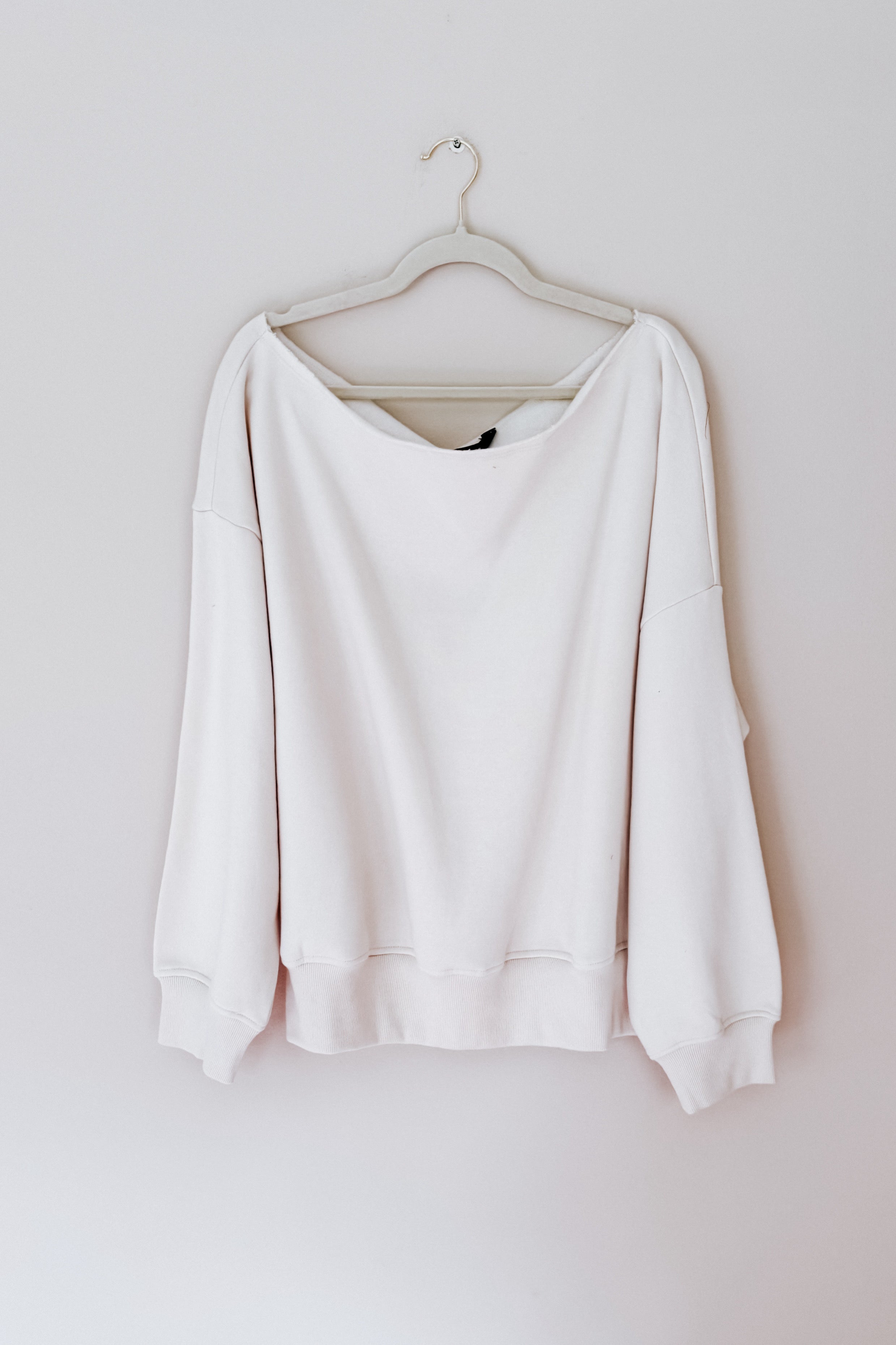 Side Hustle Off Shoulder Long Sleeve Top • Bone