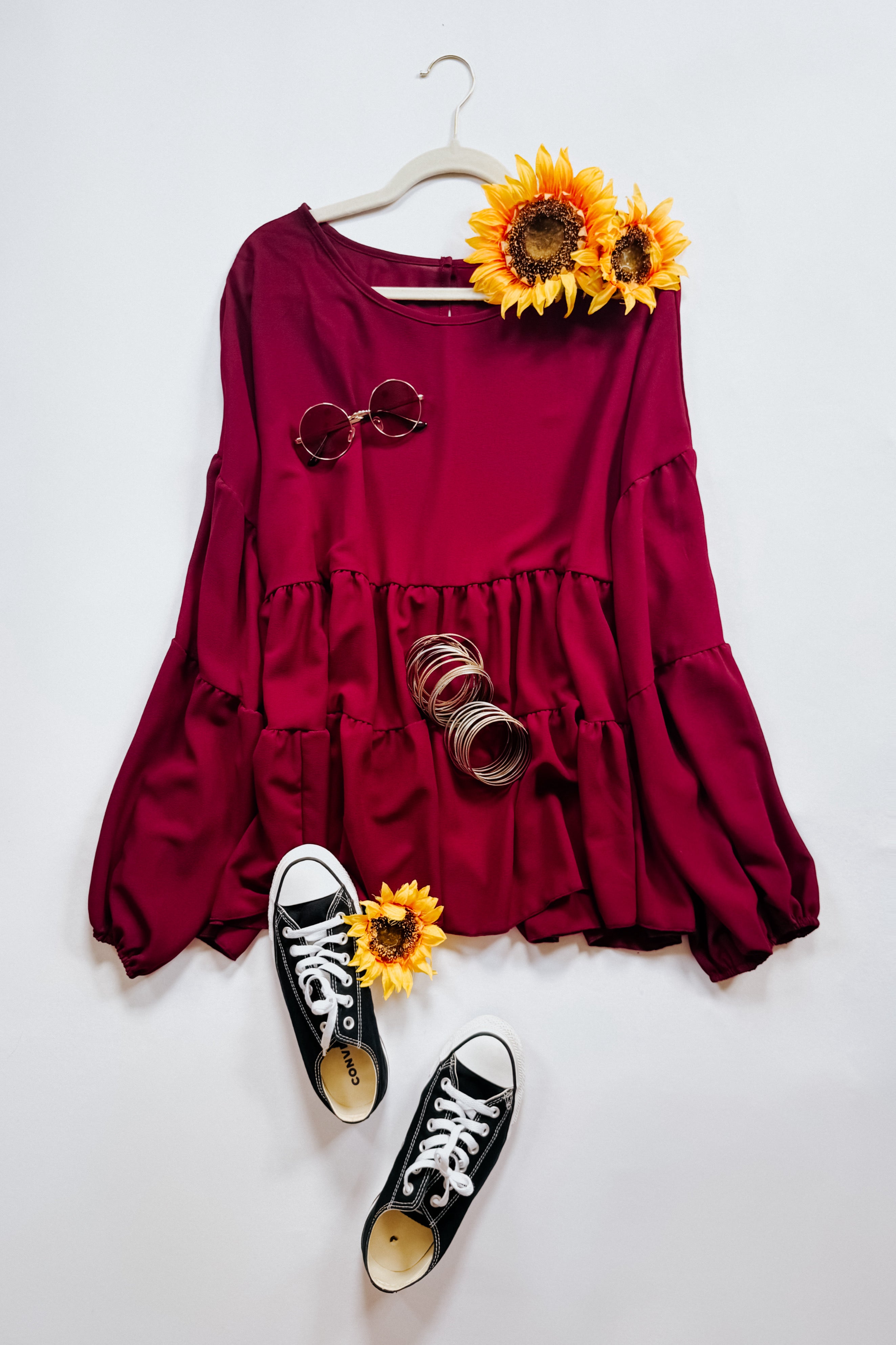 Take Me Home Babydoll Blouse • Wine