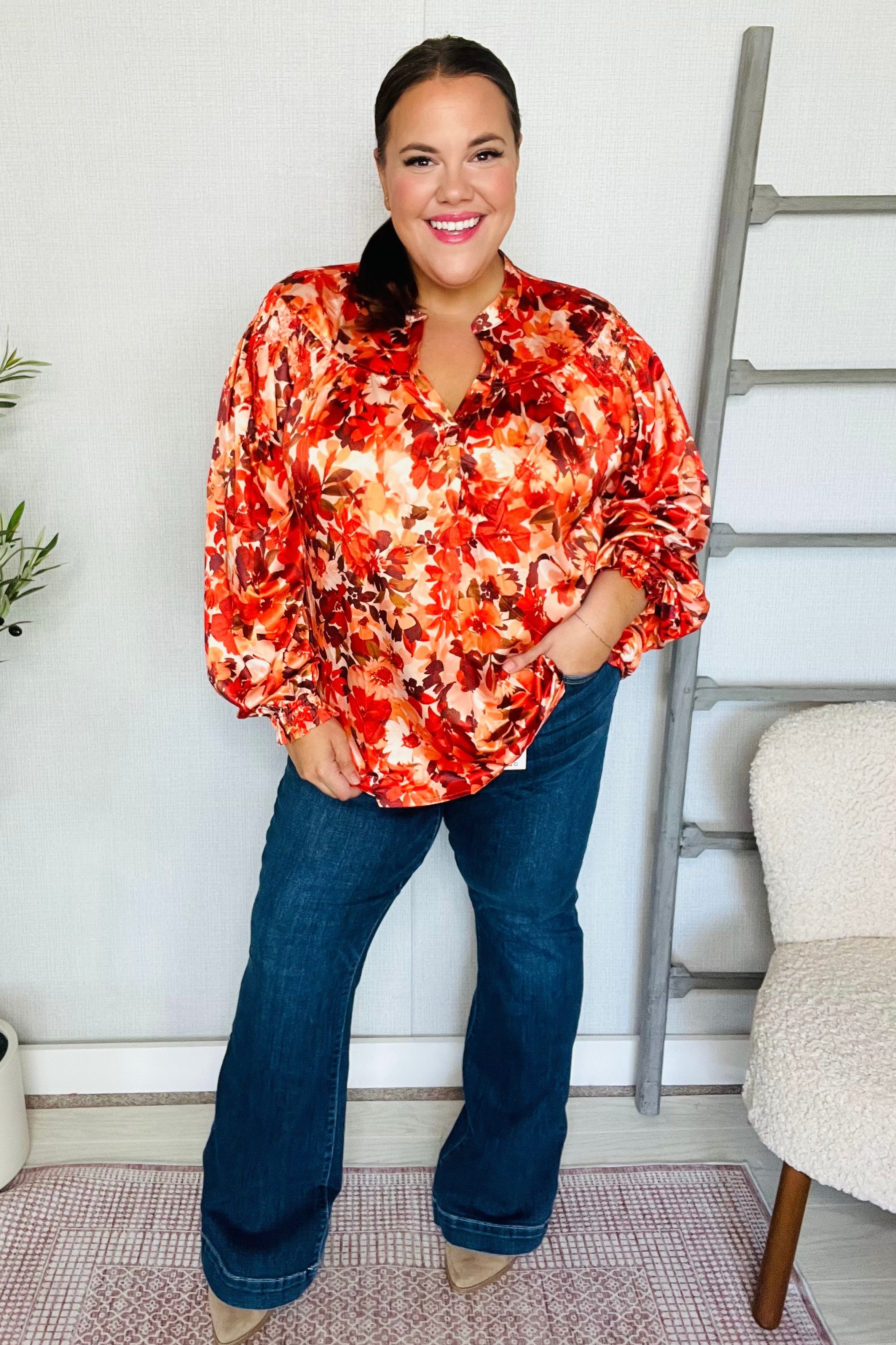 The Painted Petal Satin Blouse