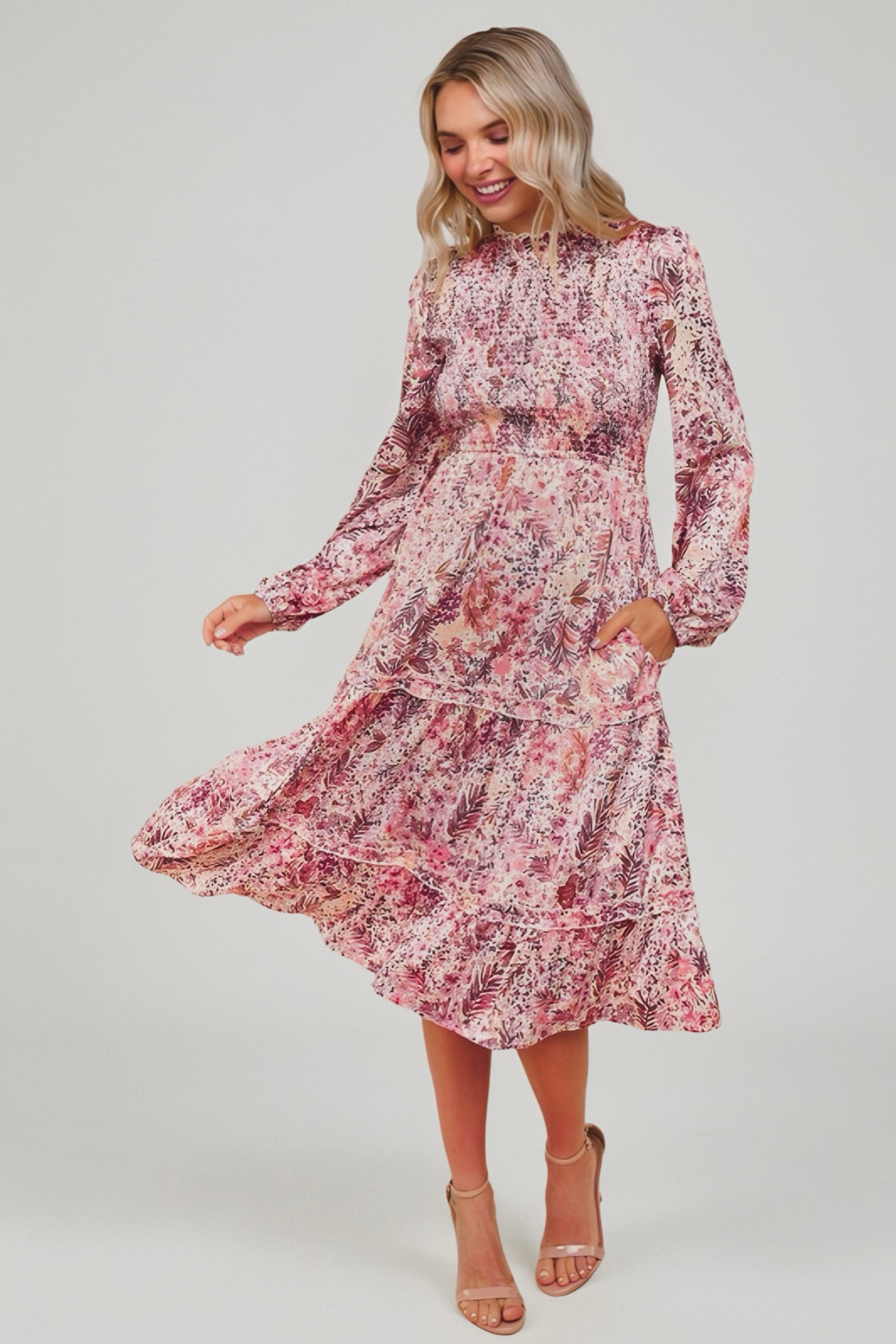 Bloom and Twirl Satin Floral Dress
