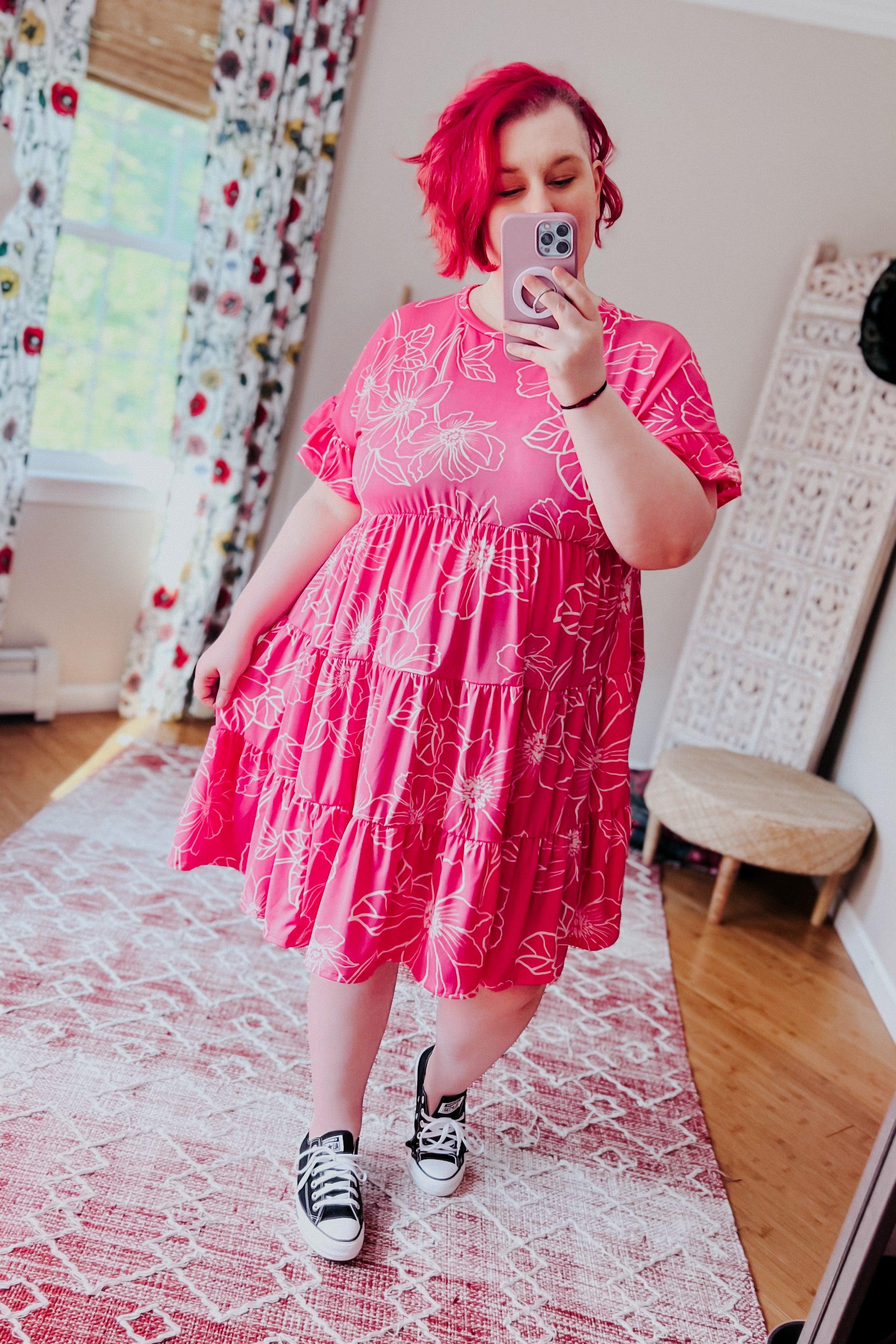 Get Obsessed Floral Babydoll Dress • Fuchsia - Atomic Wildflower