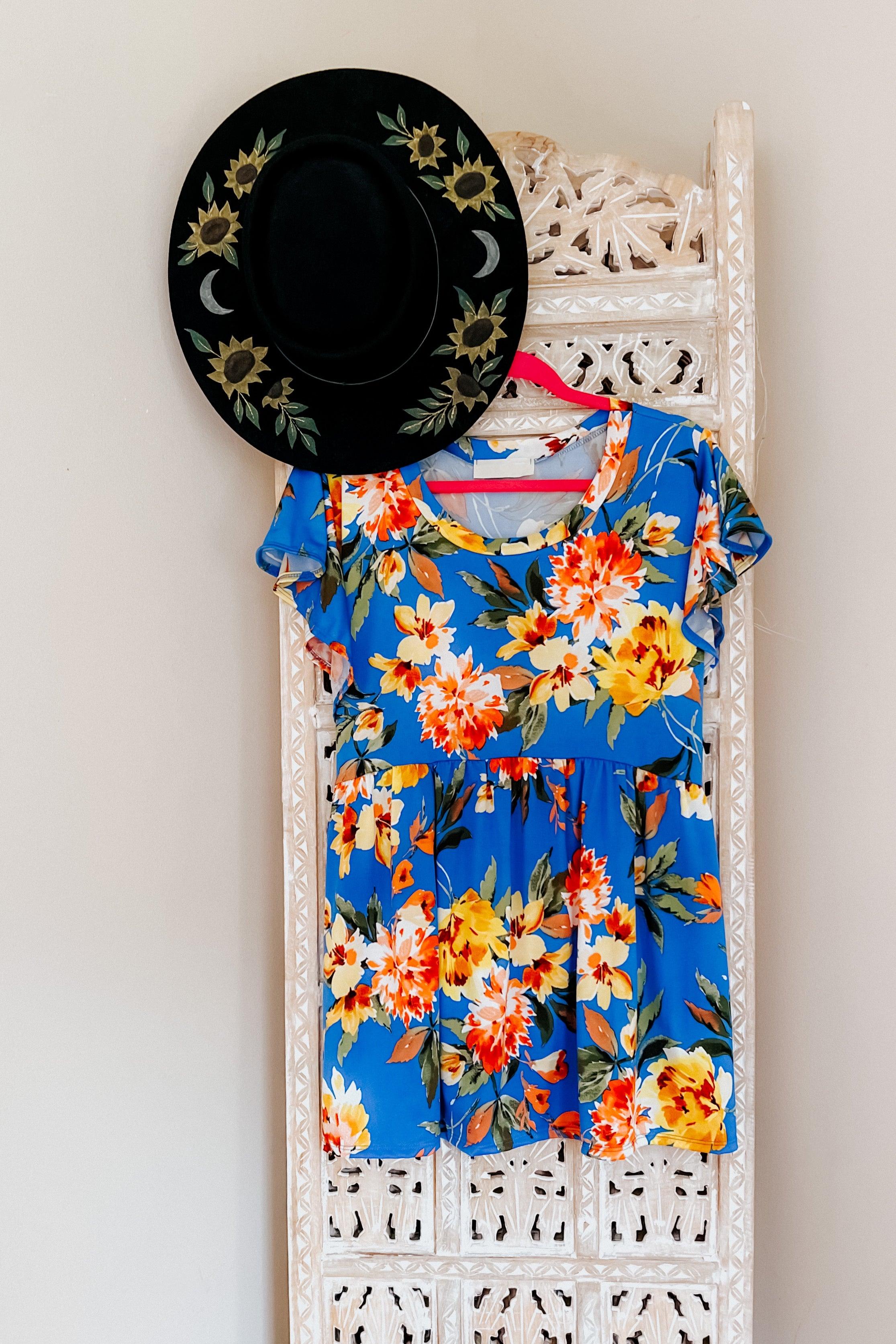 Easy Does It Ruffle Sleeve Babydoll Top - Atomic Wildflower