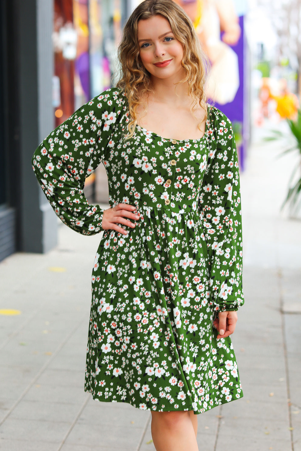 Positive Perceptions Ditsy Floral Square Neck Dress