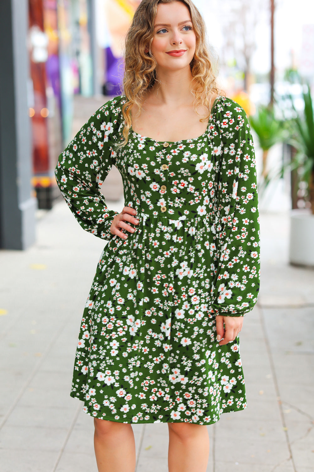 Positive Perceptions Ditsy Floral Square Neck Dress