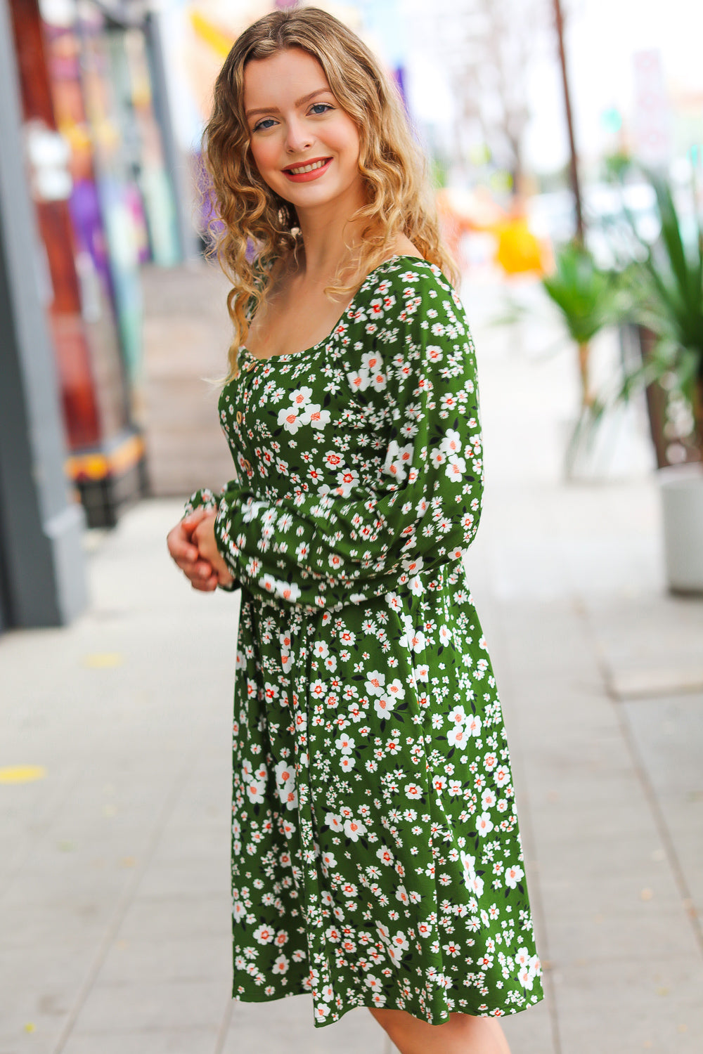 Positive Perceptions Ditsy Floral Square Neck Dress