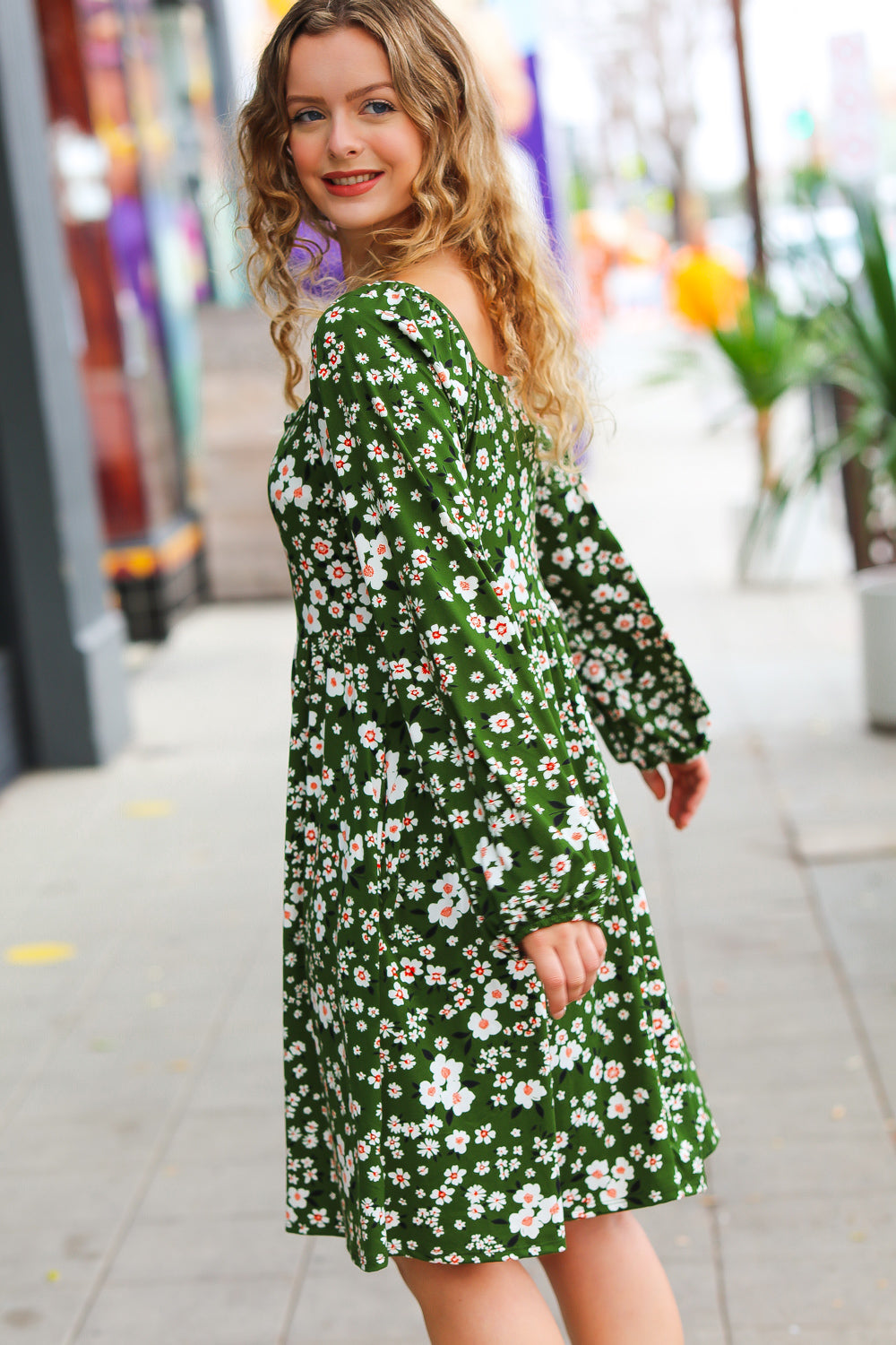 Positive Perceptions Ditsy Floral Square Neck Dress