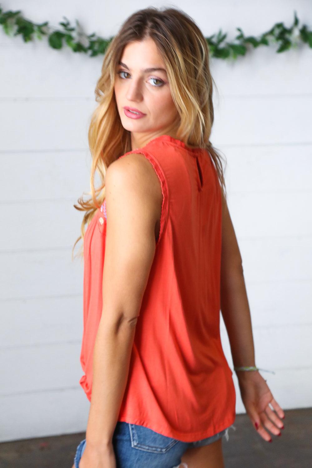 Gia Embroidery Lace Edge Yoke Top - Atomic Wildflower