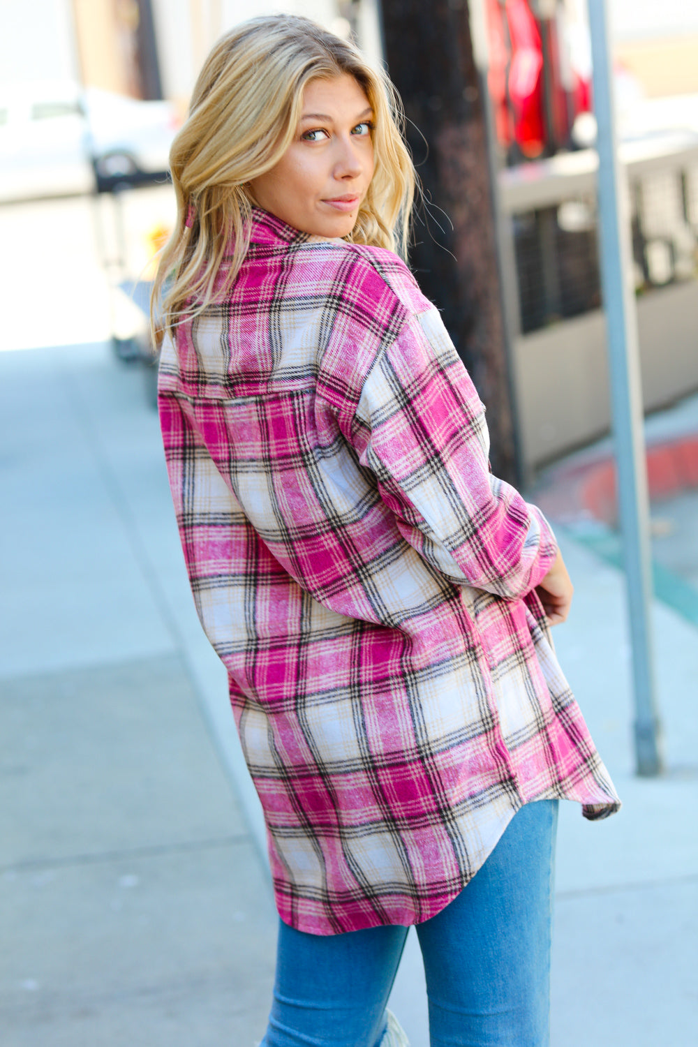 Always Win Plaid Fringe Shacket