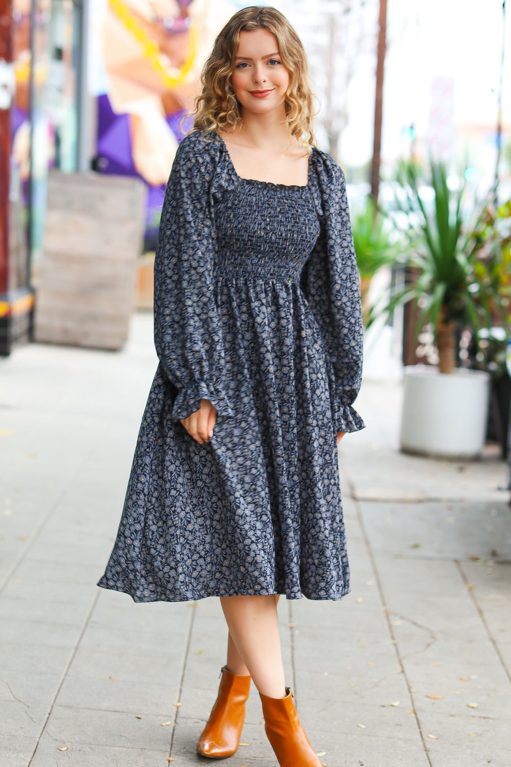 Keep You Close Ditsy Floral Woven Dress • Blue