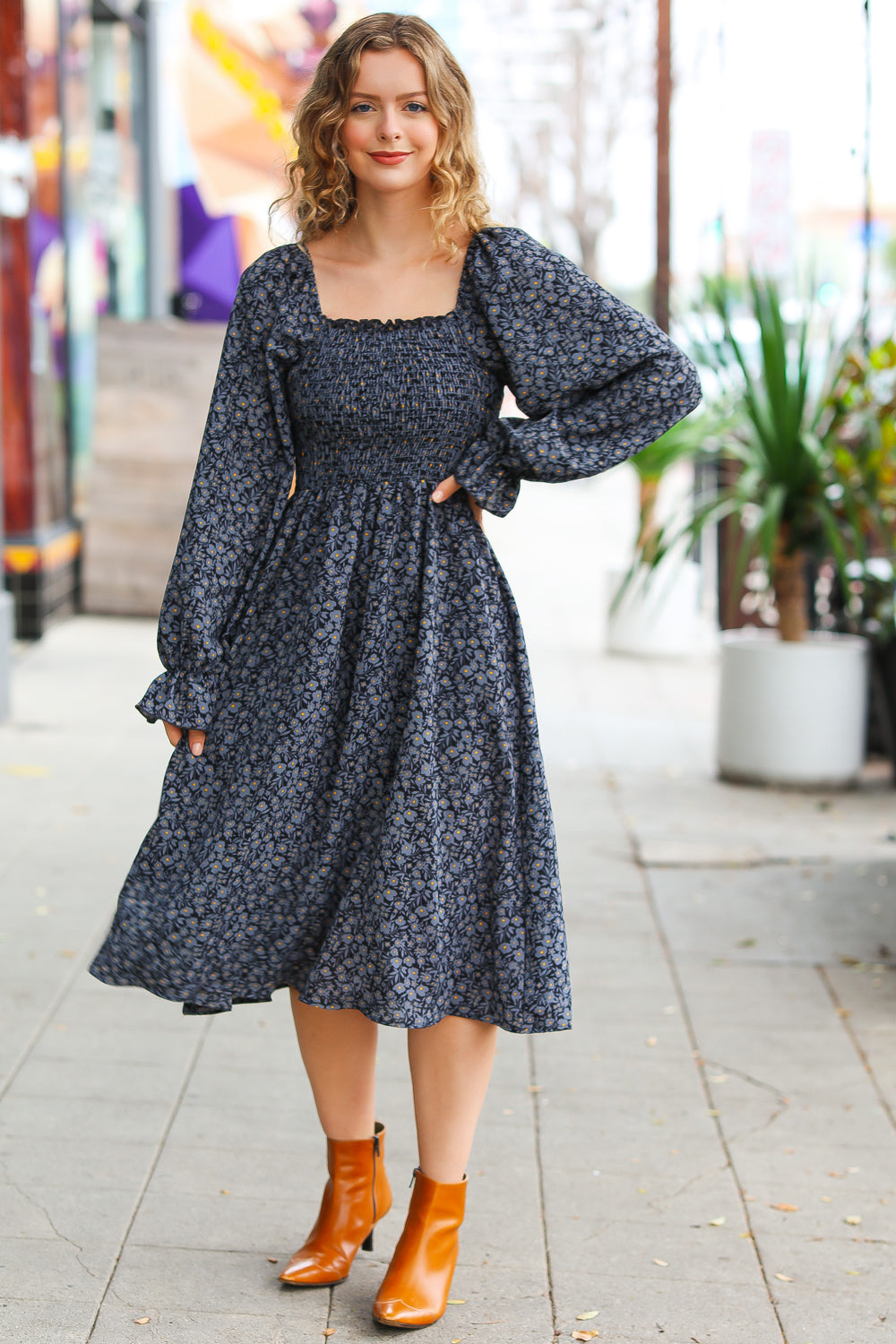 Keep You Close Ditsy Floral Woven Dress • Blue