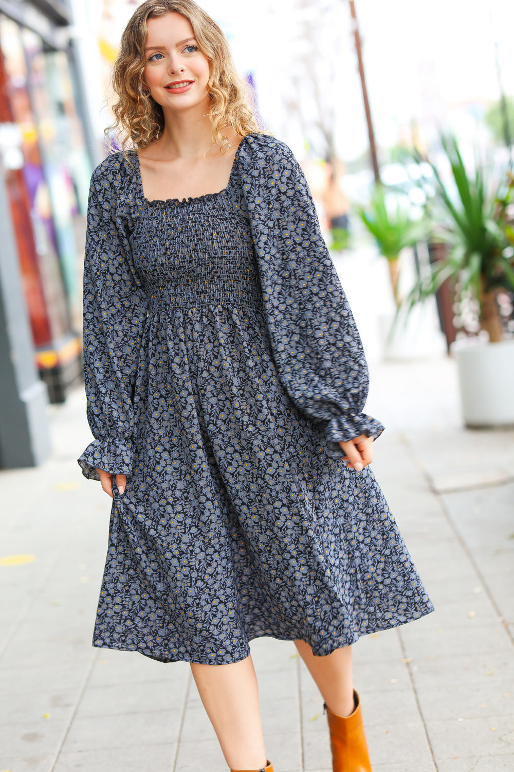 Keep You Close Ditsy Floral Woven Dress • Blue