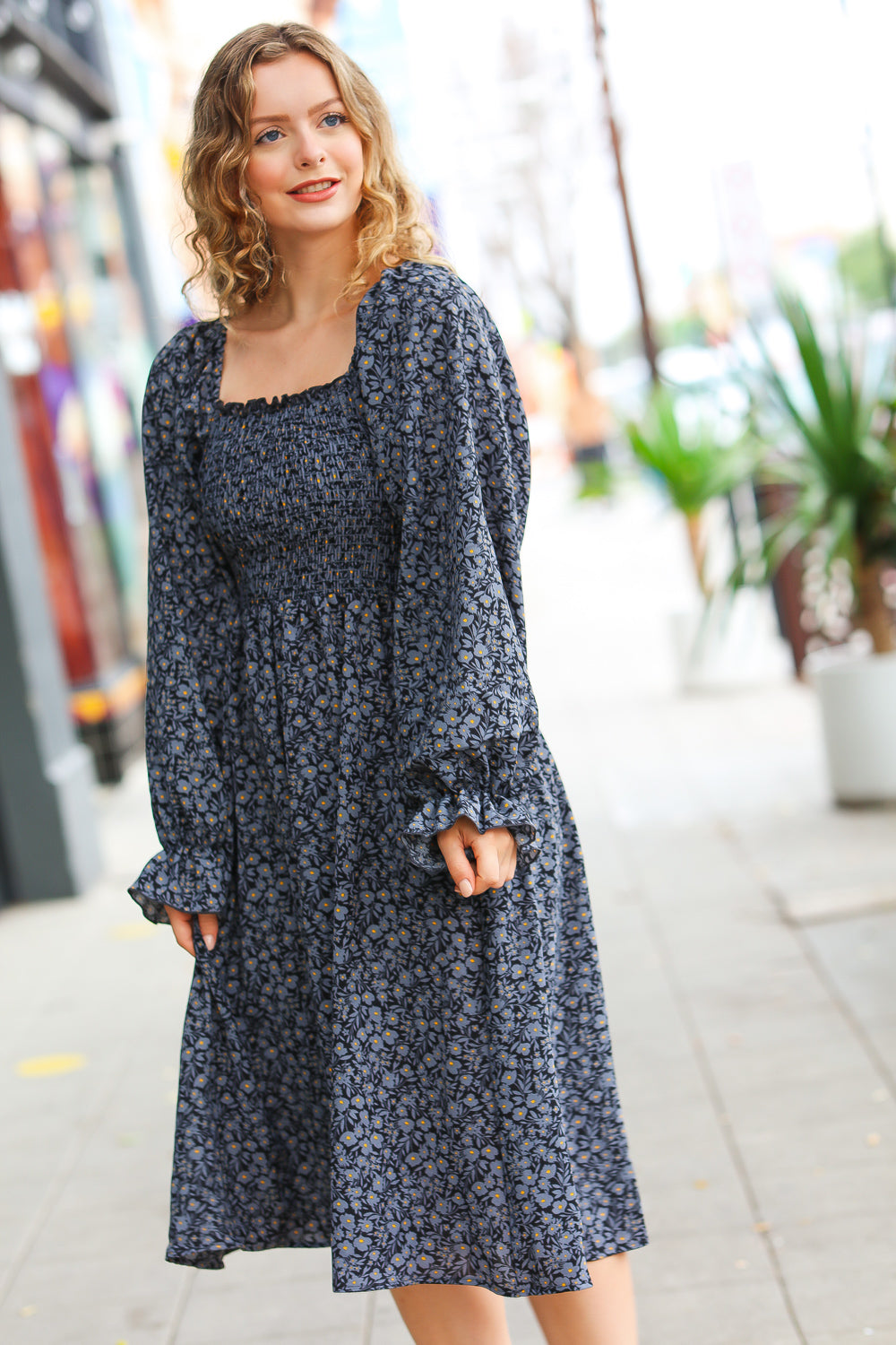 Keep You Close Ditsy Floral Woven Dress • Blue