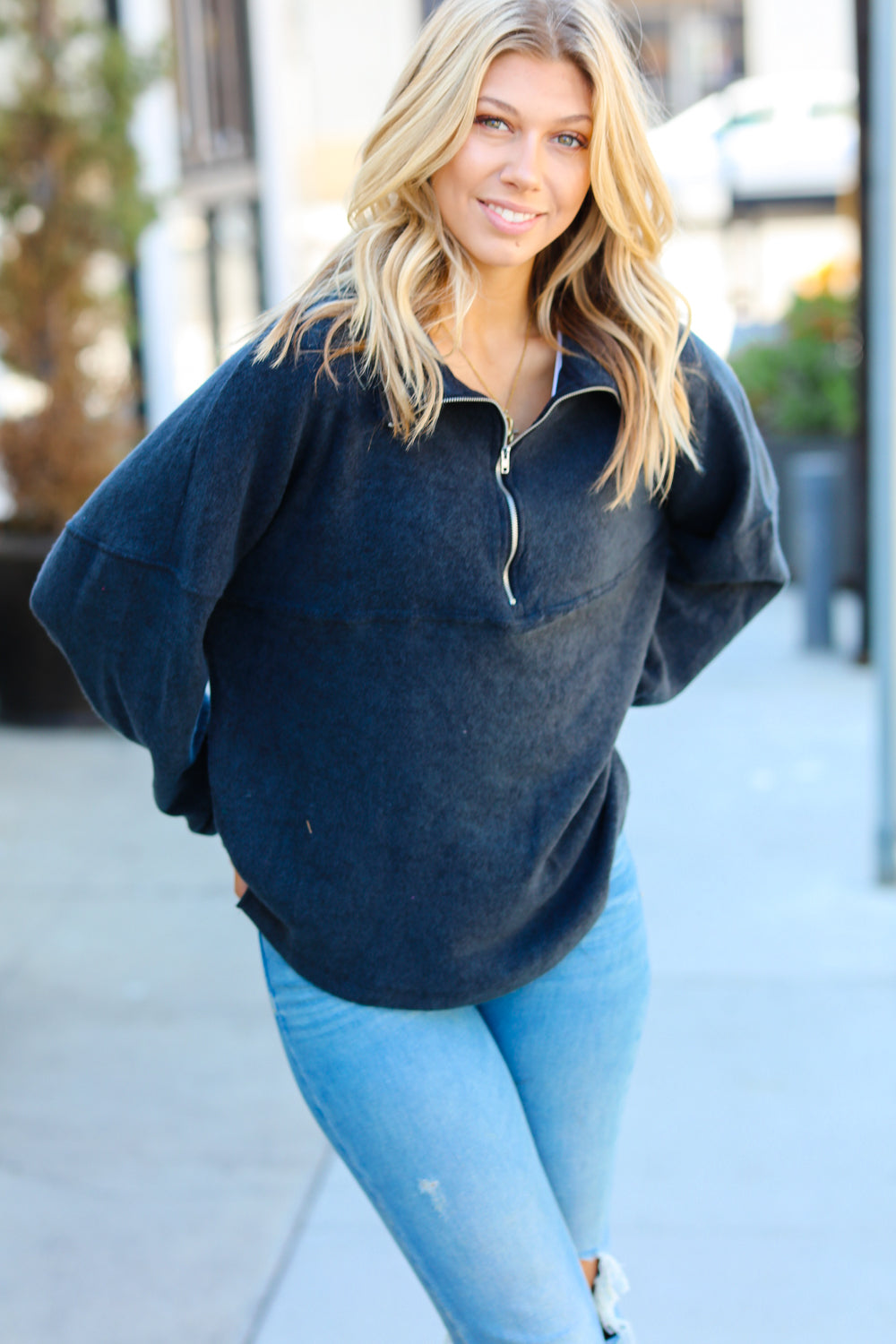It’s Love Half Zip Hacci Pullover Sweater