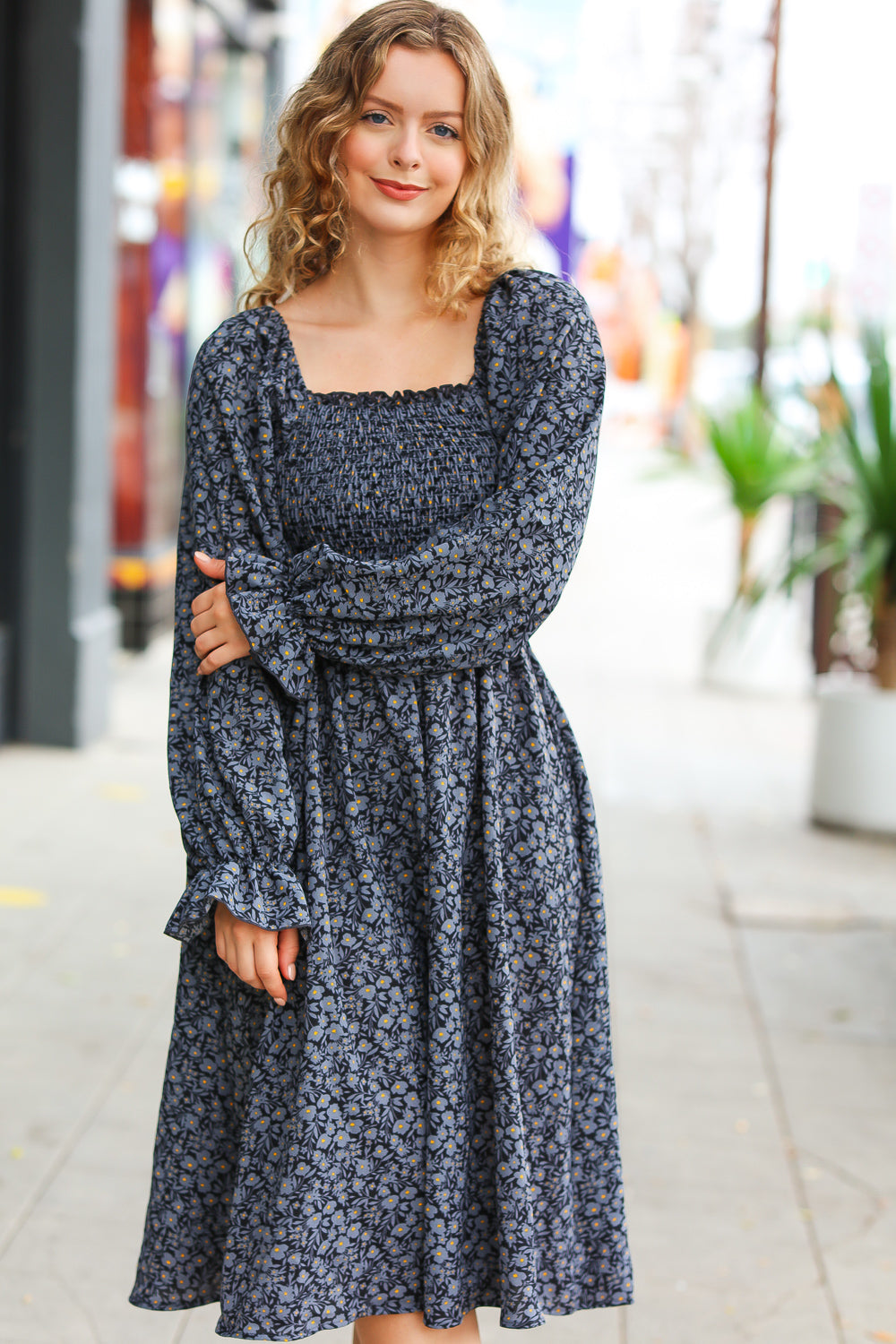 Keep You Close Ditsy Floral Woven Dress • Blue