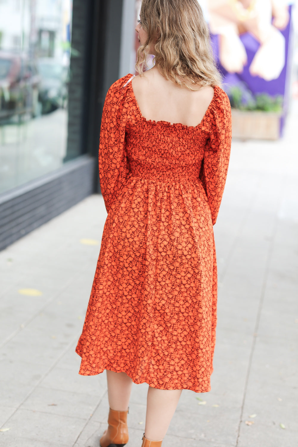 Keep You Close Ditsy Floral Woven Dress • Rust
