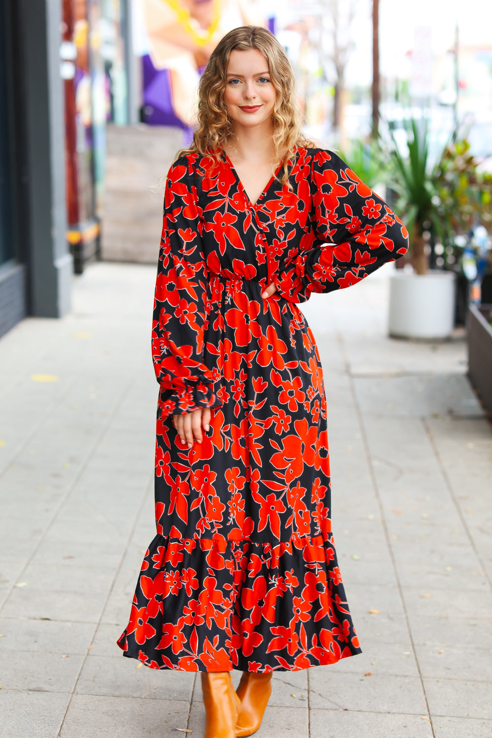 It's A Match Floral Surplice Maxi Dress
