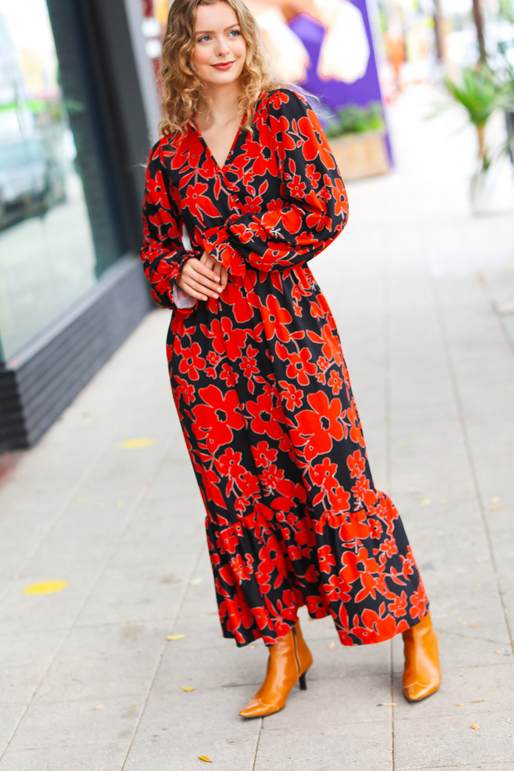 It's A Match Floral Surplice Maxi Dress