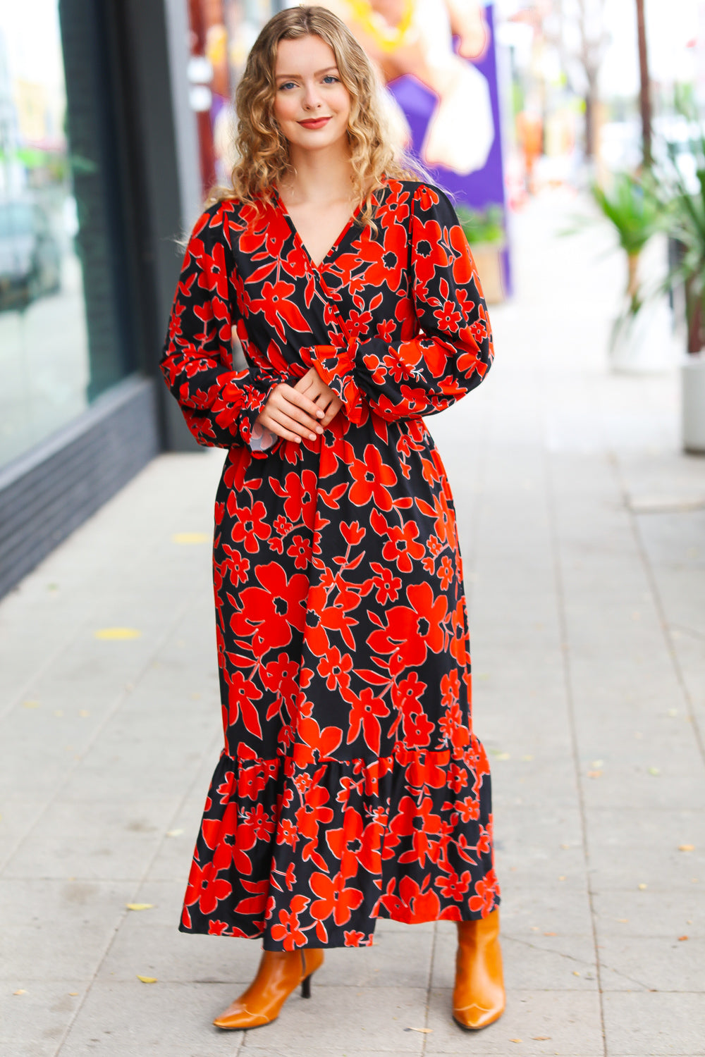 It's A Match Floral Surplice Maxi Dress