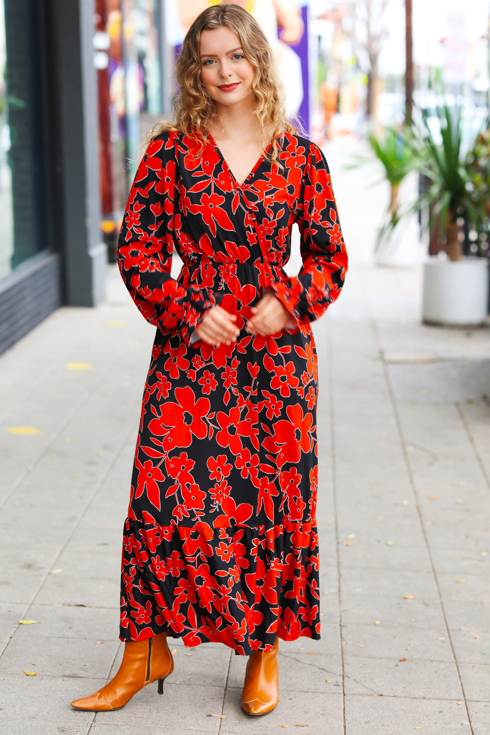 It's A Match Floral Surplice Maxi Dress