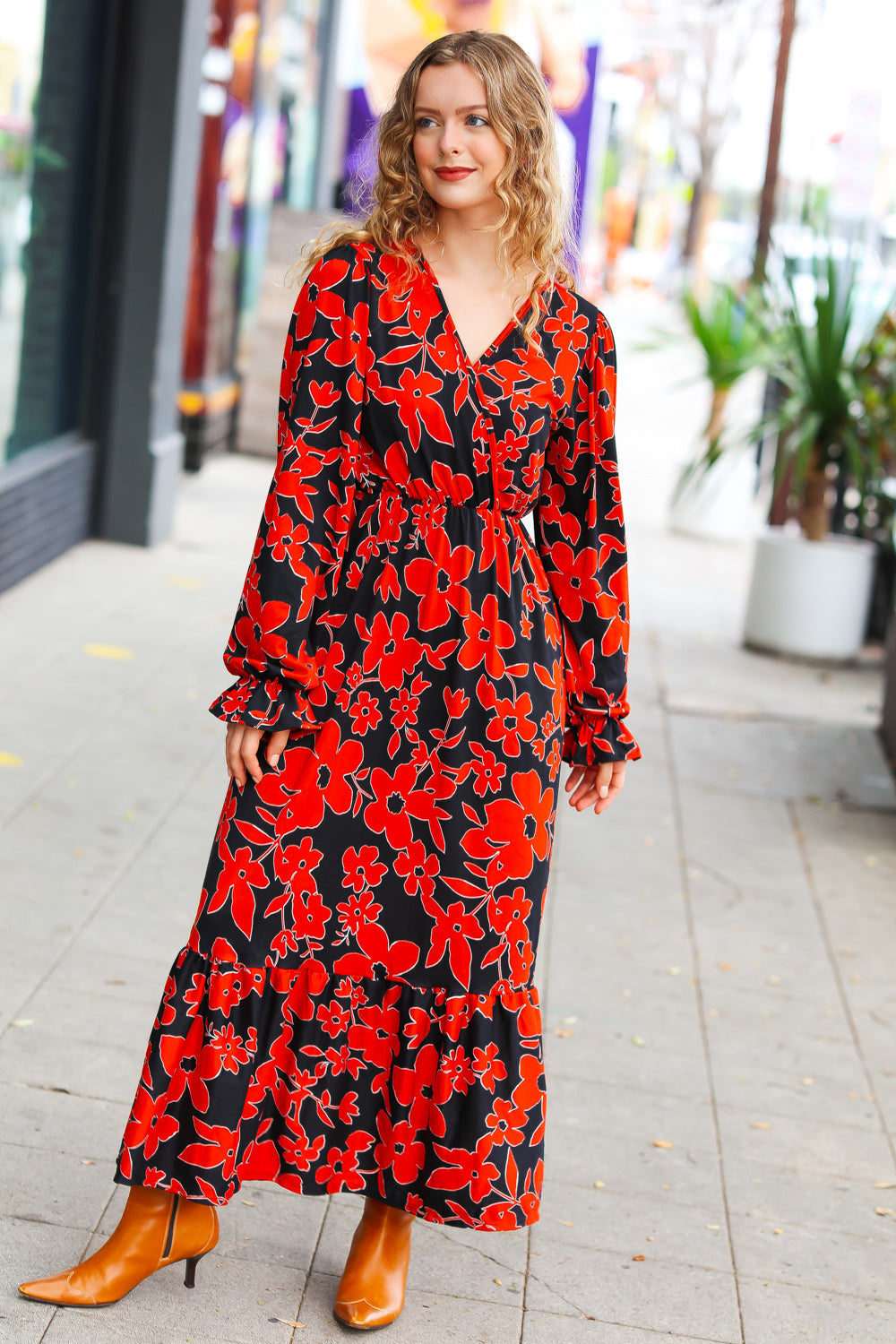 It's A Match Floral Surplice Maxi Dress