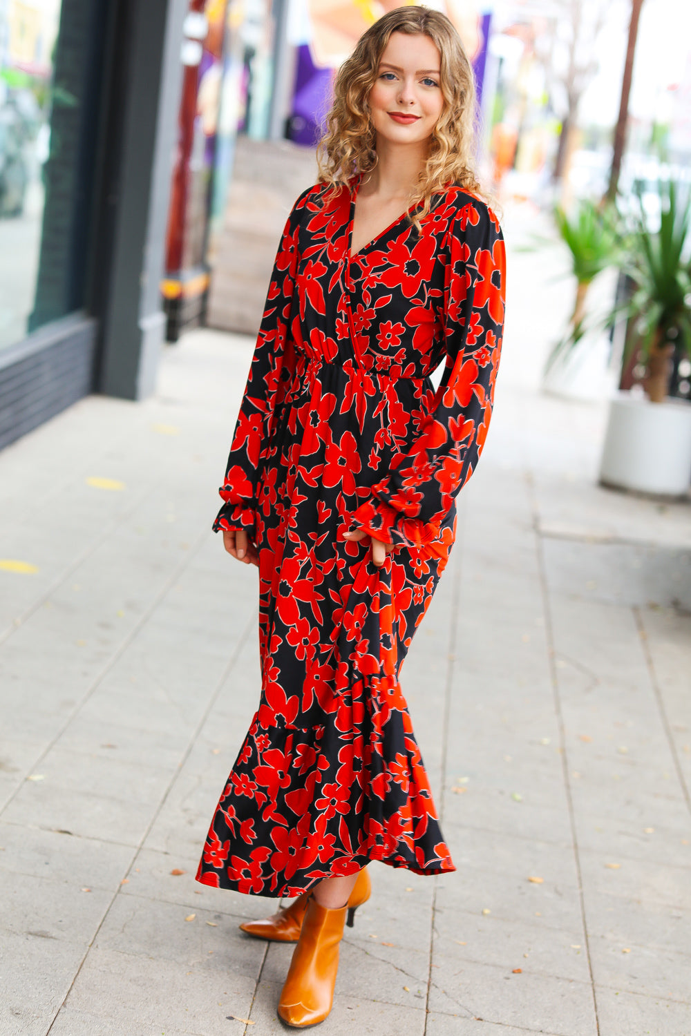 It's A Match Floral Surplice Maxi Dress