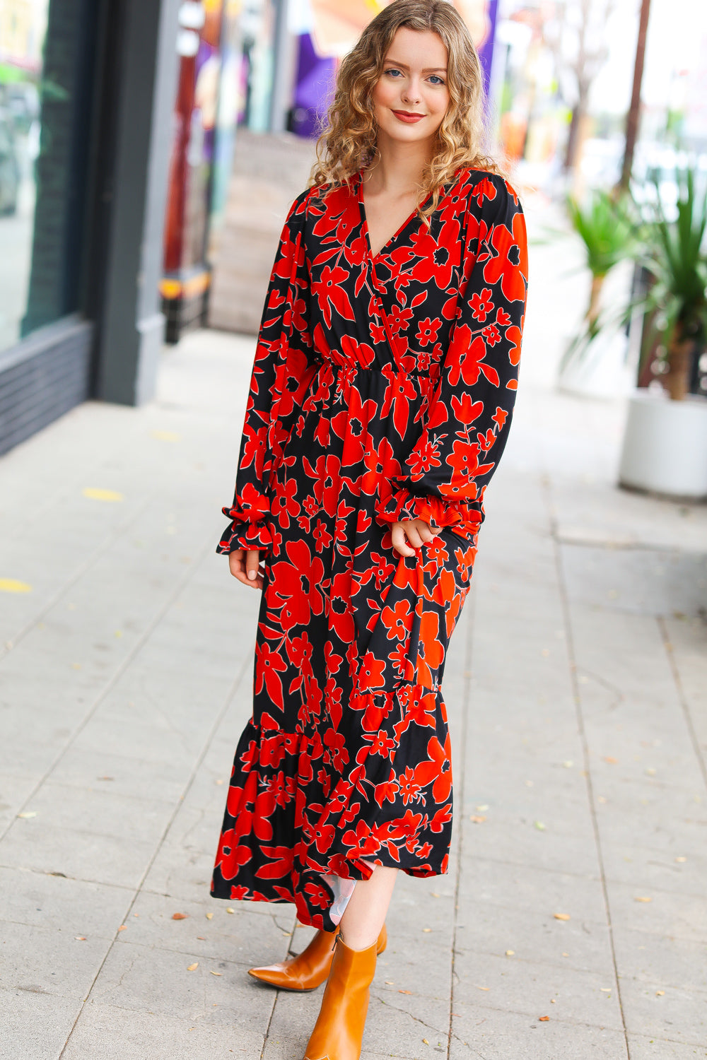 It's A Match Floral Surplice Maxi Dress