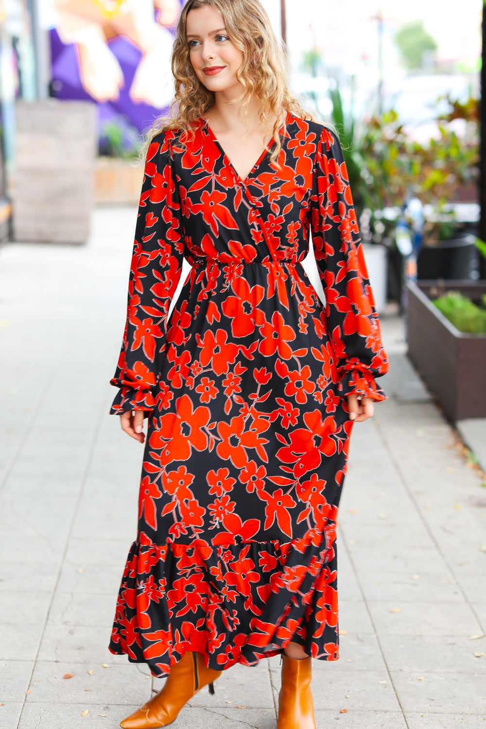 It's A Match Floral Surplice Maxi Dress