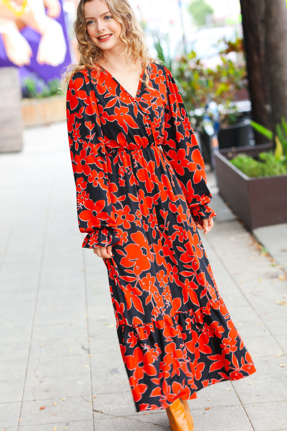 It's A Match Floral Surplice Maxi Dress