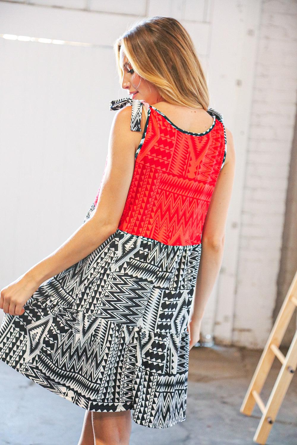 Geo Madness Tiered Dress - Atomic Wildflower