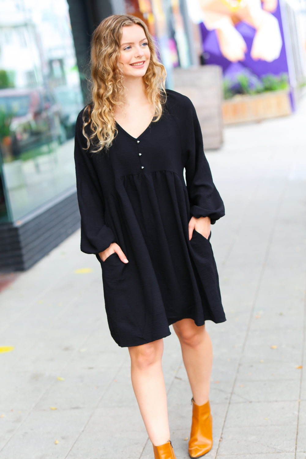 All I Need Woven Babydoll Dress • Black