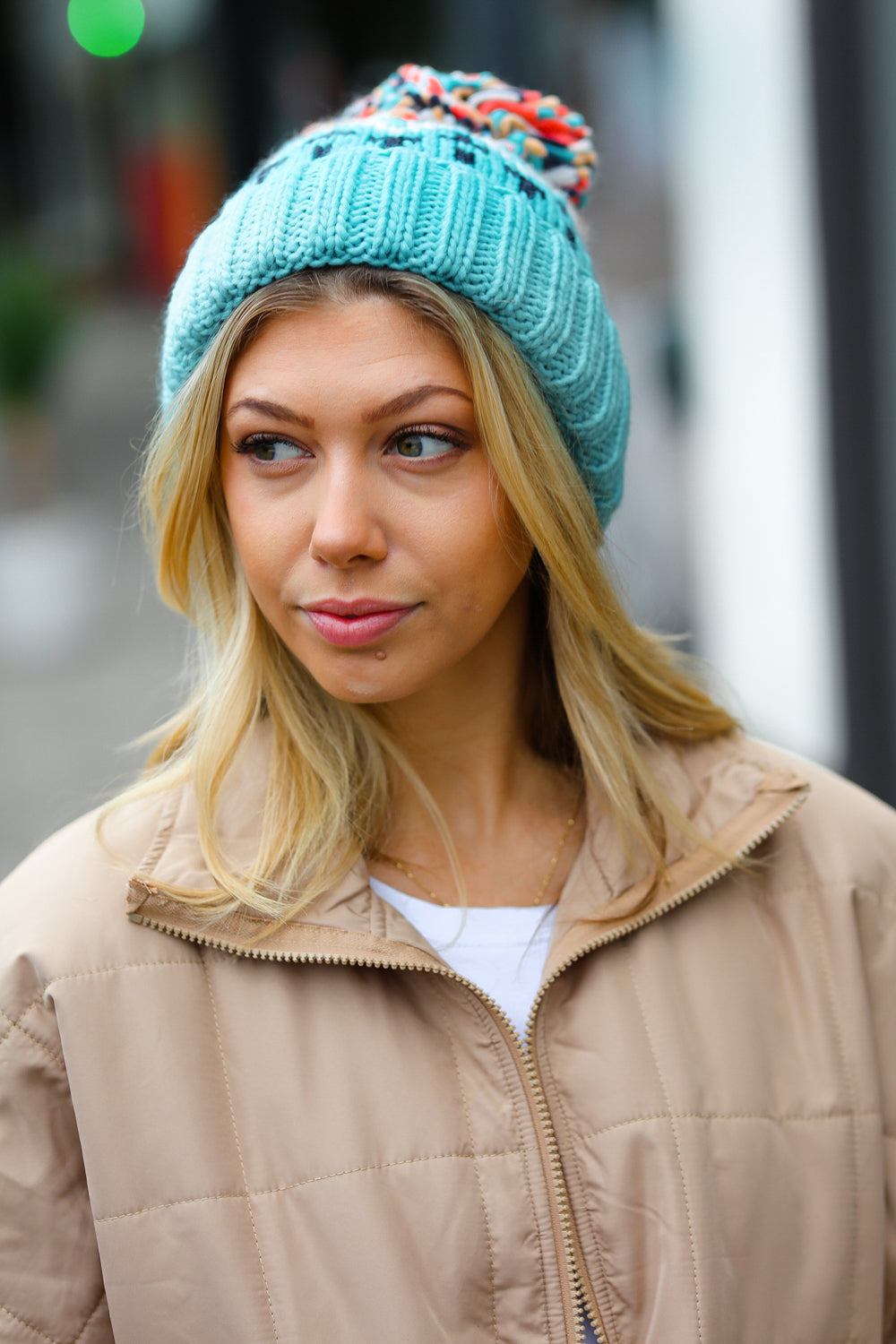 Comfy Cute Cable Knit Pom-Pom Beanie • Teal