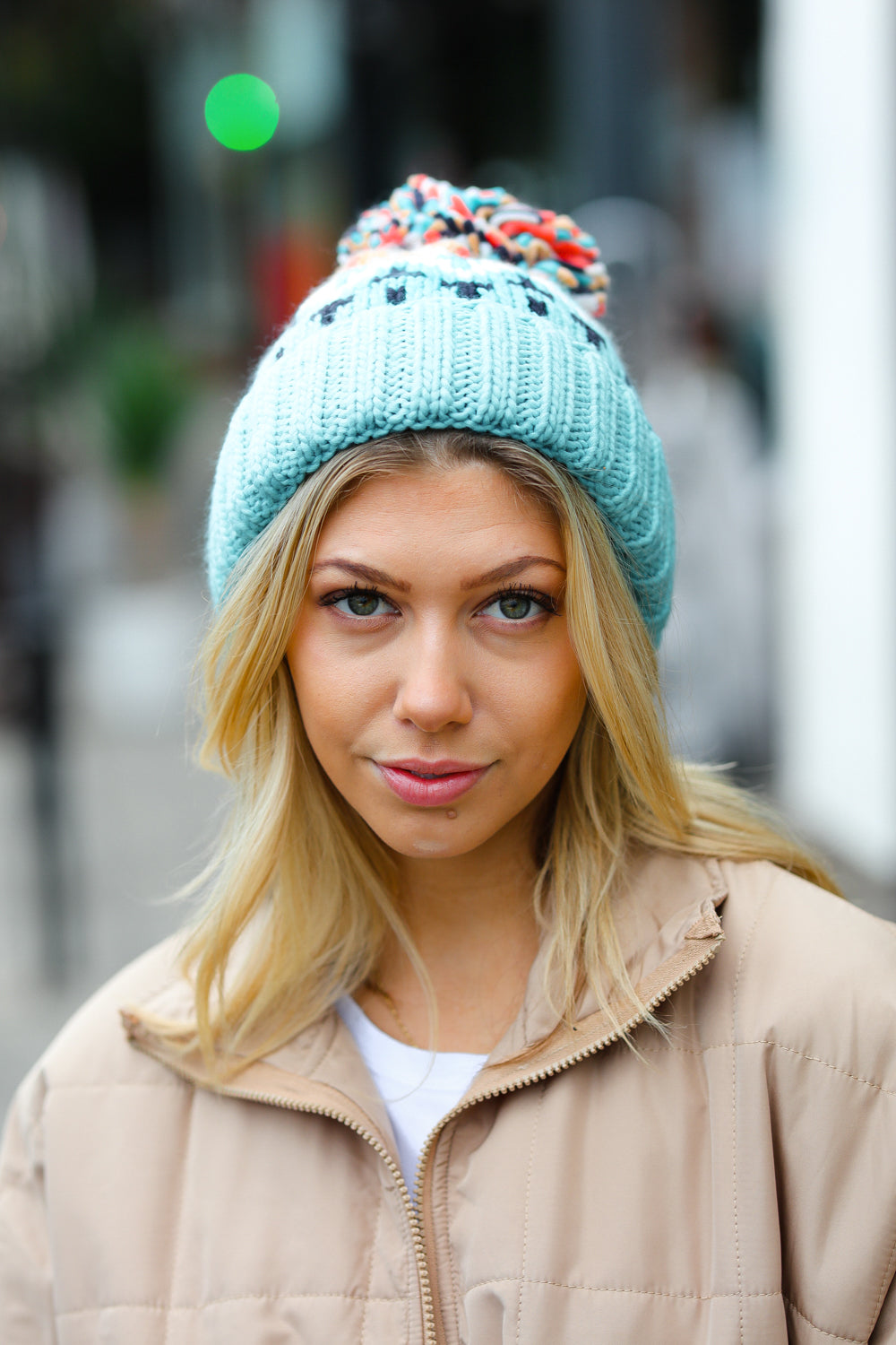 Comfy Cute Cable Knit Pom-Pom Beanie • Teal
