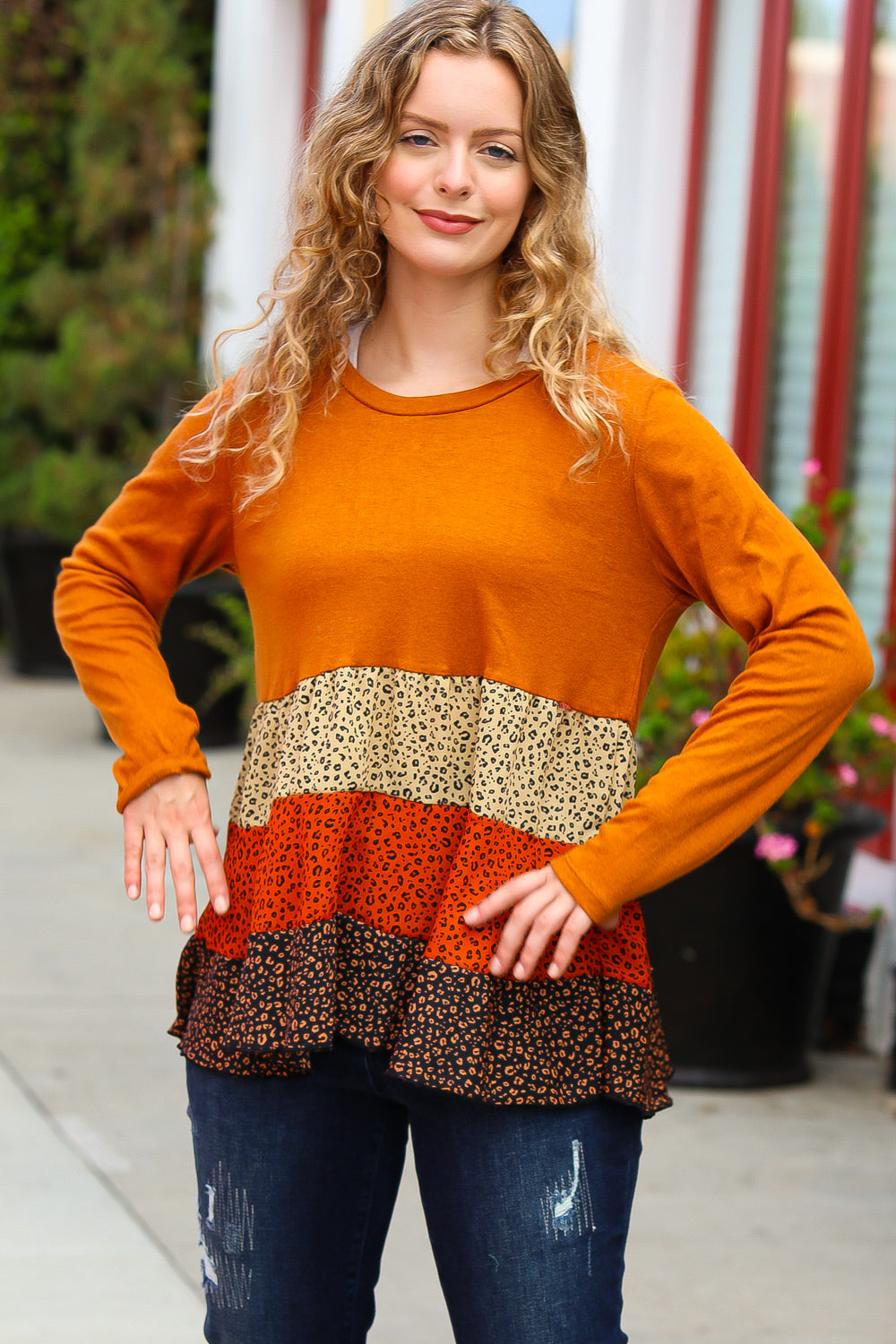 Give You Joy Leopard Print Tiered Babydoll Top