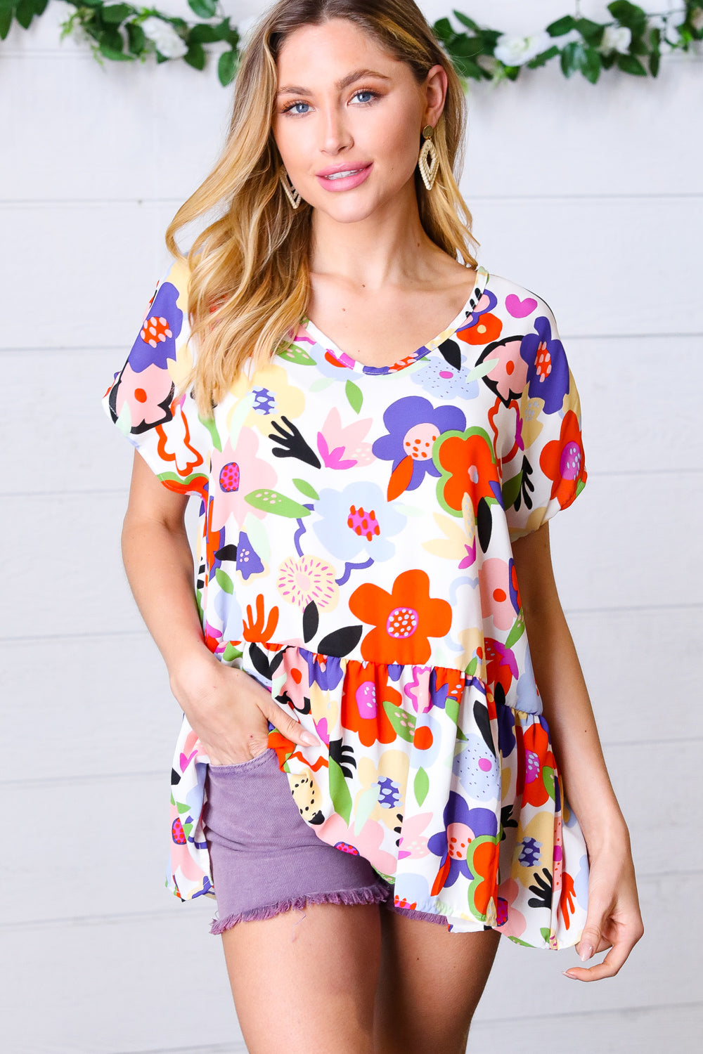 Sweet Emotion Floral Woven Babydoll Top