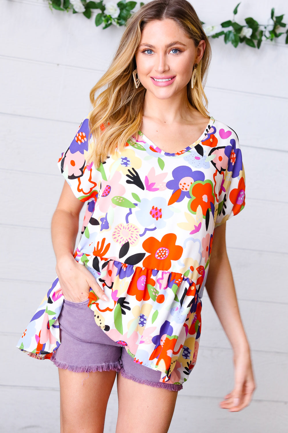 Sweet Emotion Floral Woven Babydoll Top