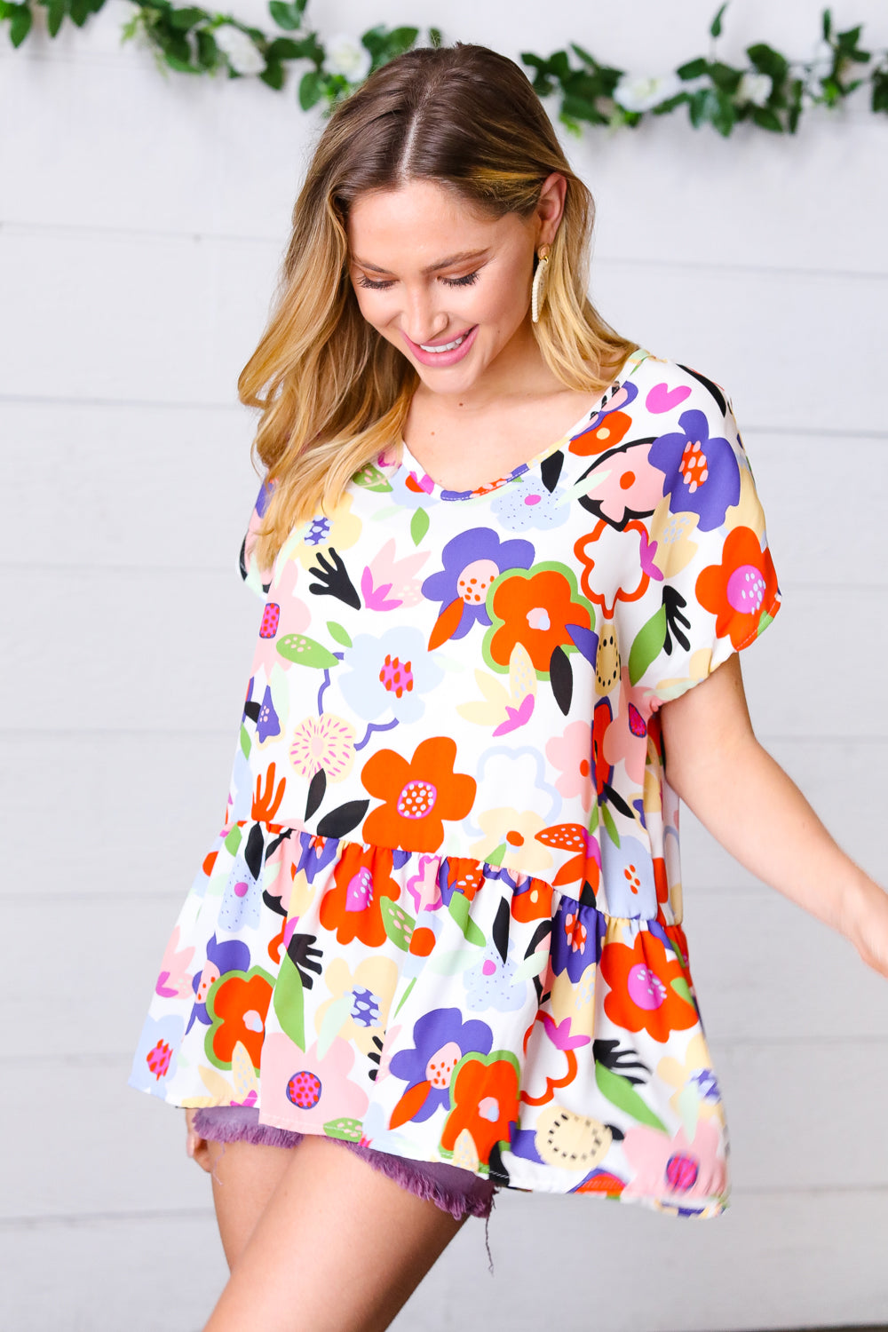 Sweet Emotion Floral Woven Babydoll Top