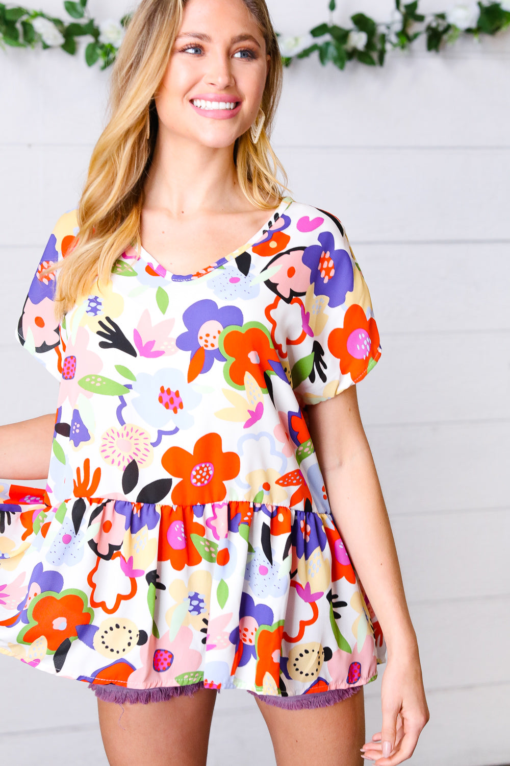 Sweet Emotion Floral Woven Babydoll Top