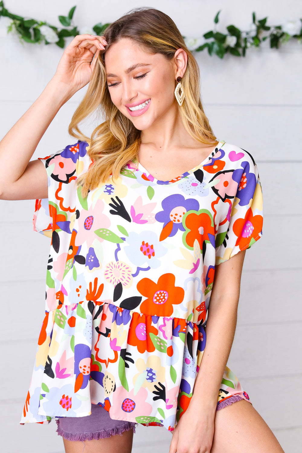 Sweet Emotion Floral Woven Babydoll Top