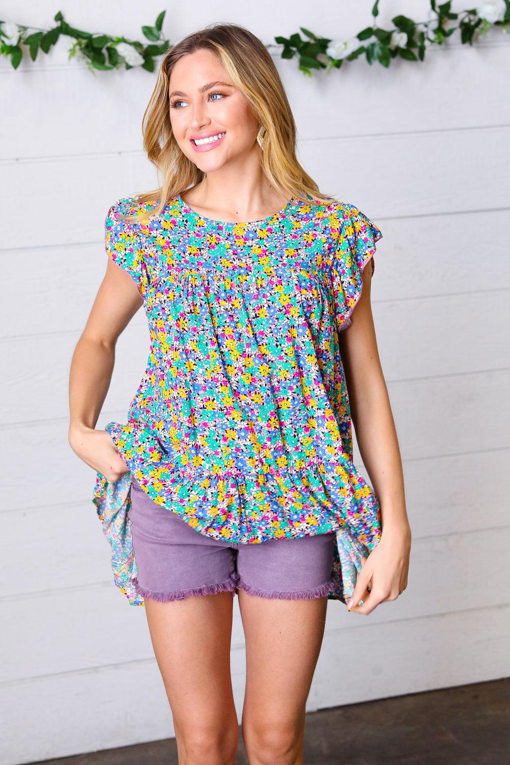 Essentially The Best Floral Print Ruffle Tiered Top