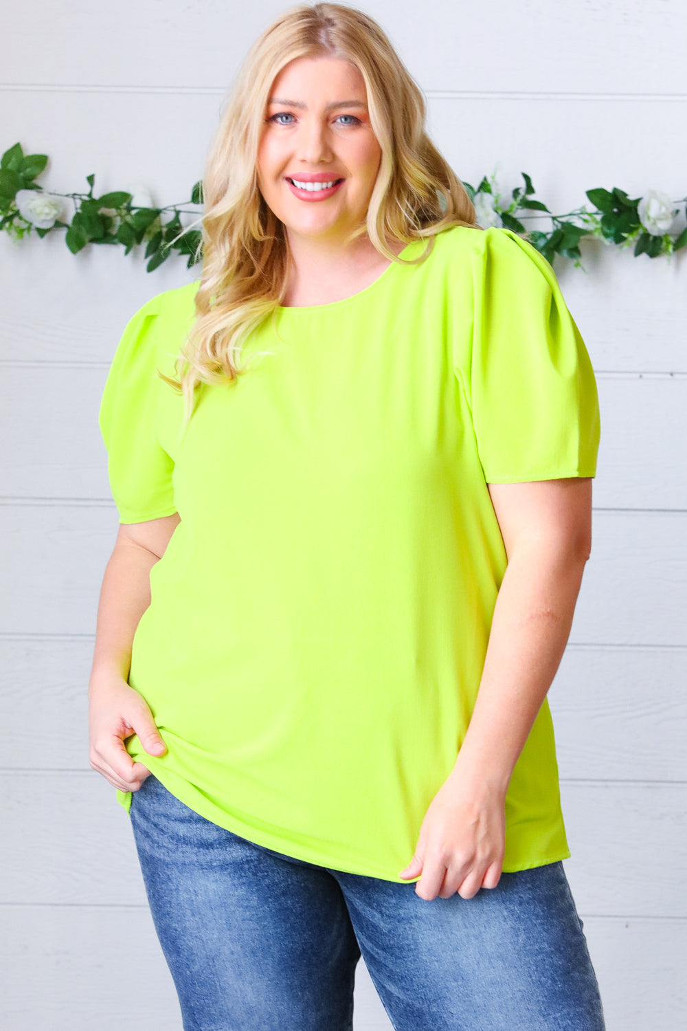 Mile A Minute Puff Sleeve Top - Atomic Wildflower