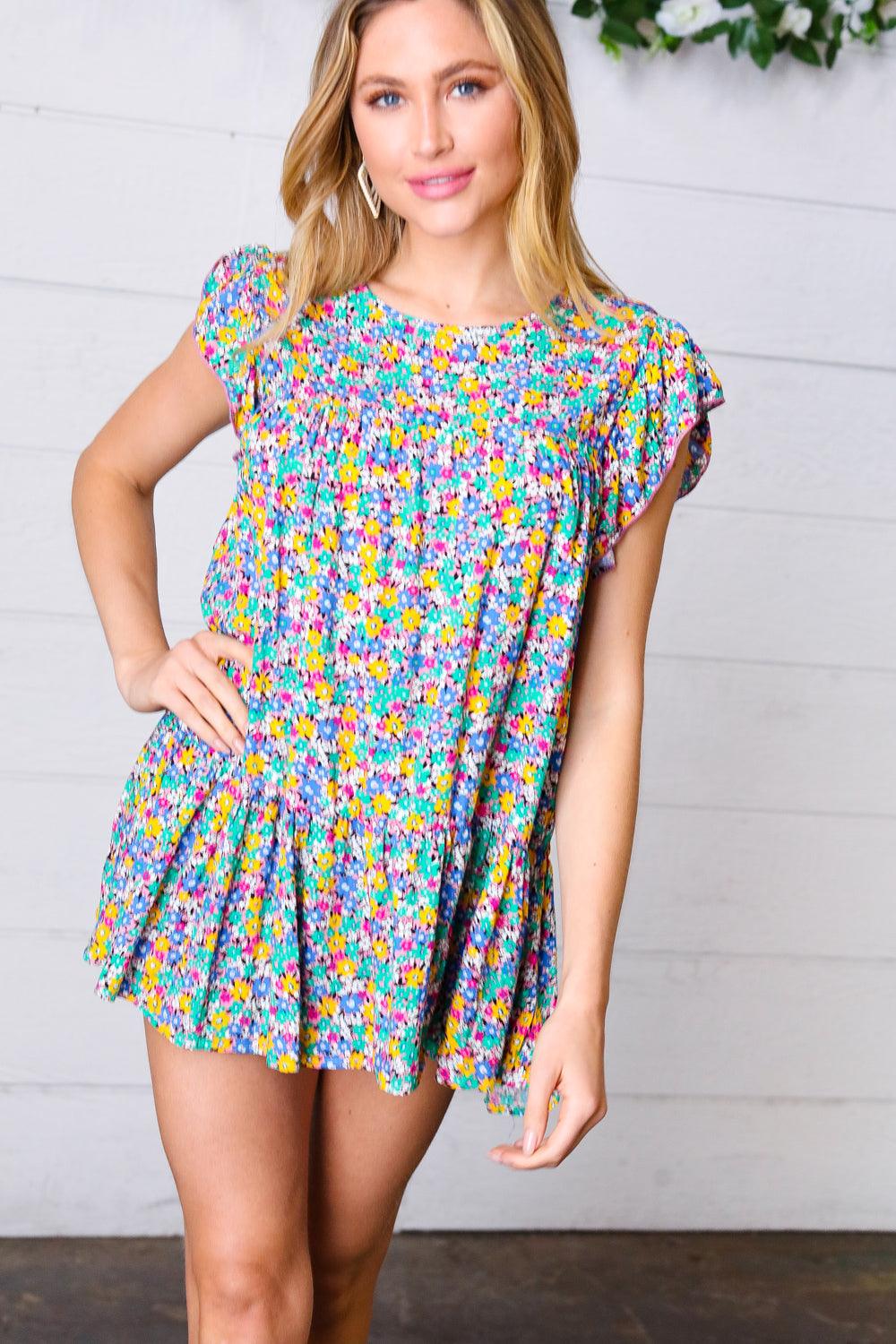 Essentially The Best Floral Print Ruffle Tiered Top
