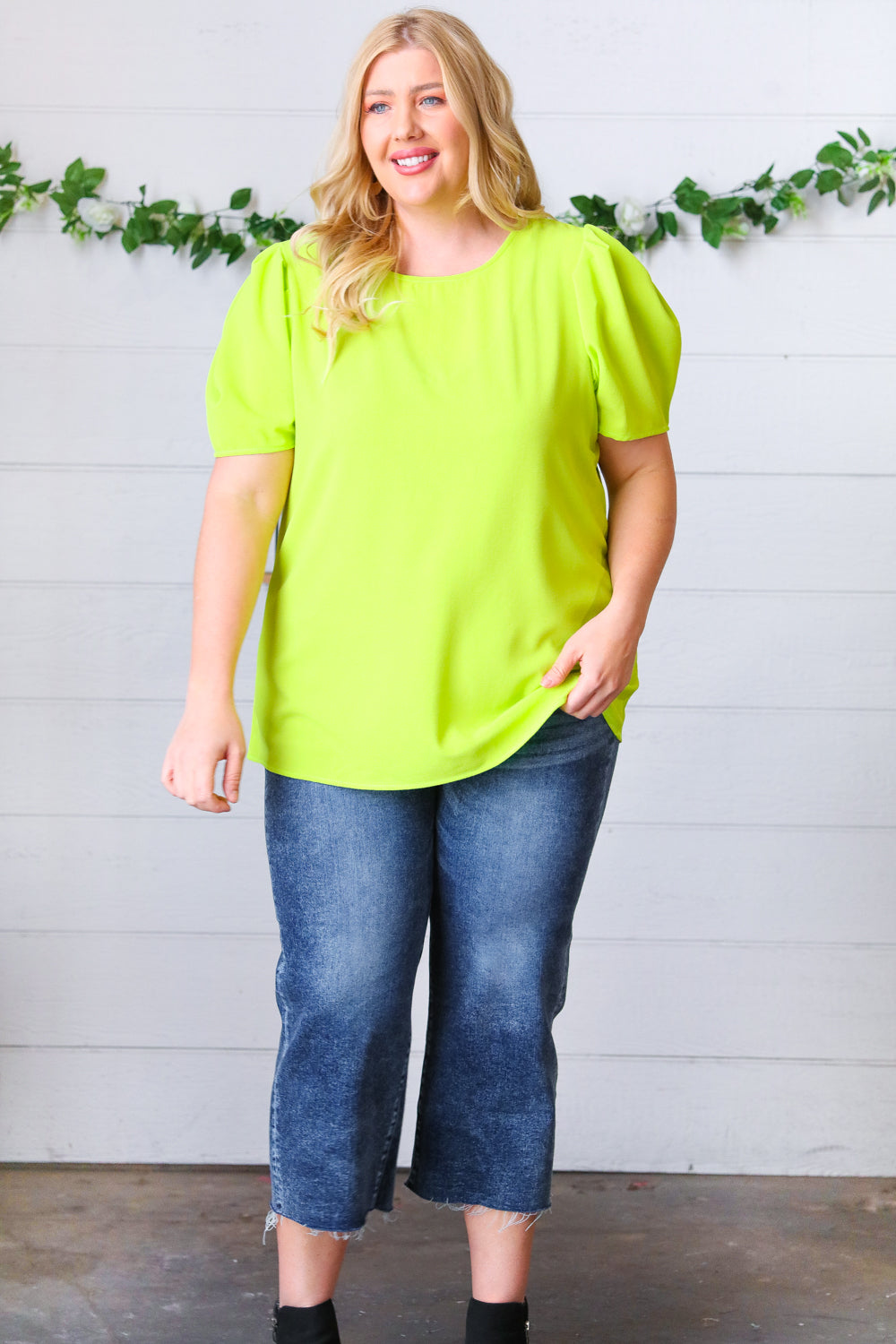 Mile A Minute Puff Sleeve Top - Atomic Wildflower