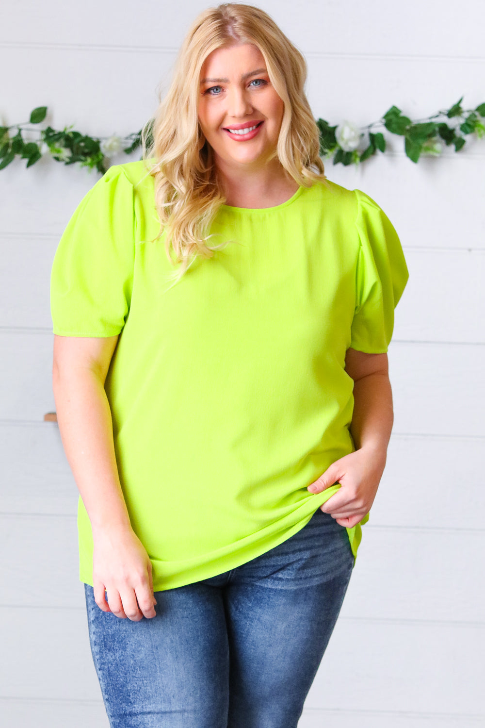 Mile A Minute Puff Sleeve Top - Atomic Wildflower
