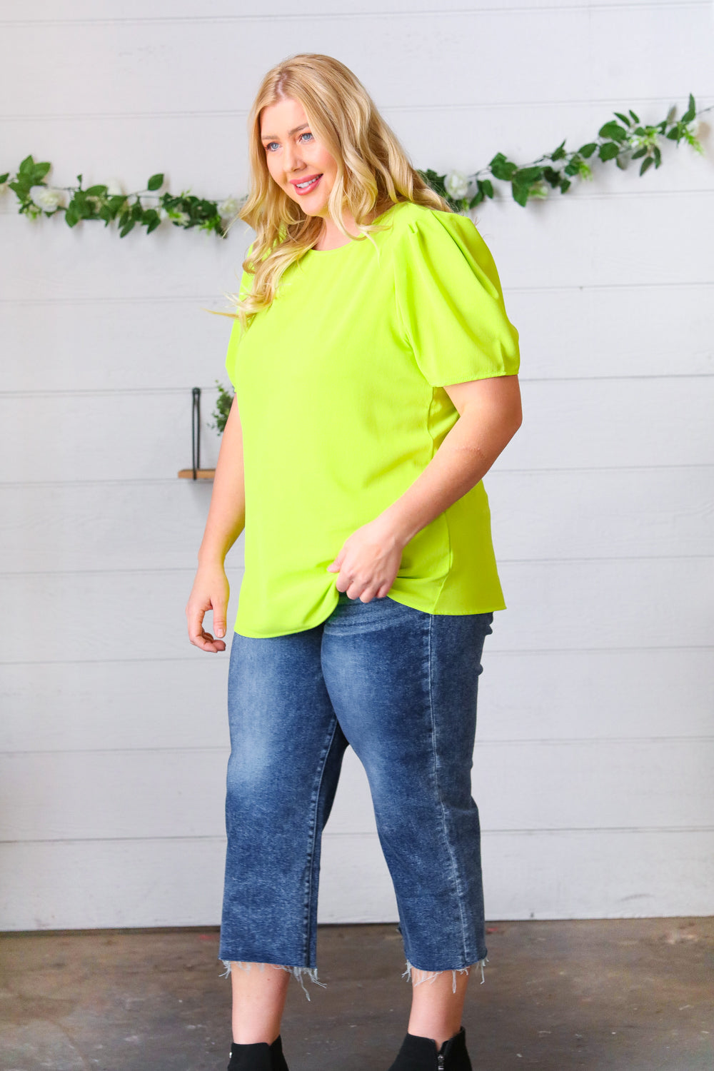 Mile A Minute Puff Sleeve Top - Atomic Wildflower