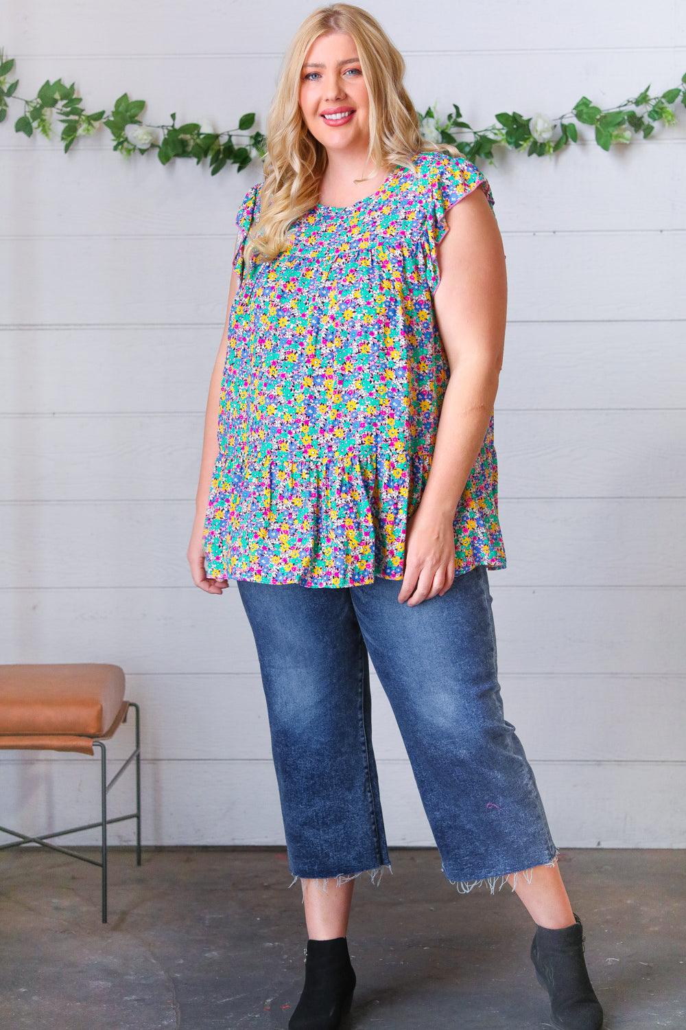 Essentially The Best Floral Print Ruffle Tiered Top