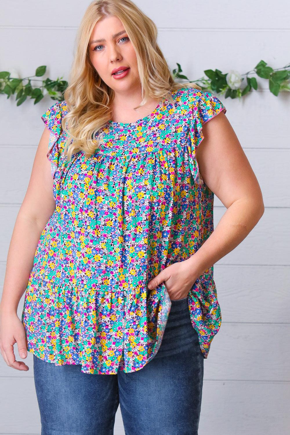 Essentially The Best Floral Print Ruffle Tiered Top