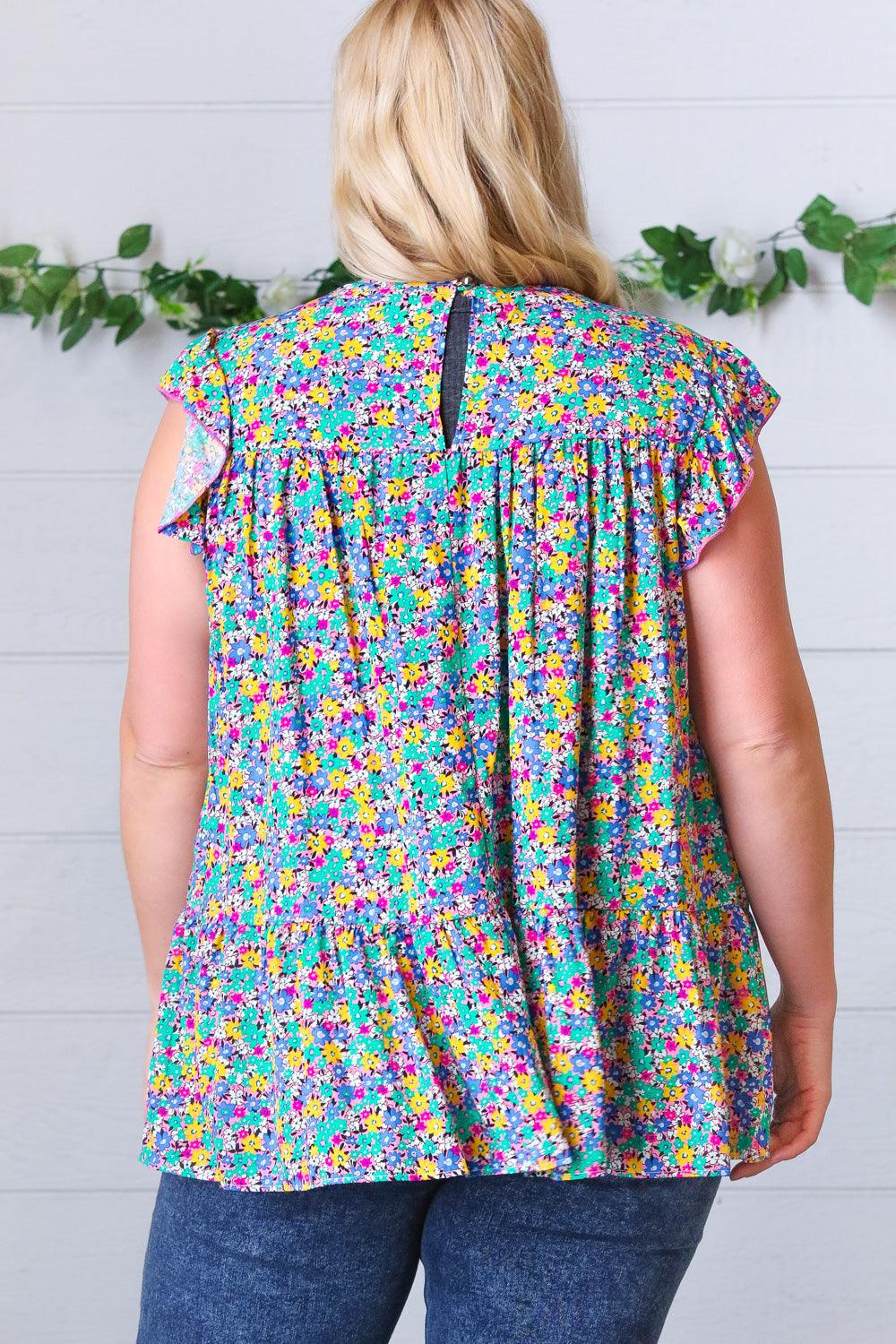 Essentially The Best Floral Print Ruffle Tiered Top