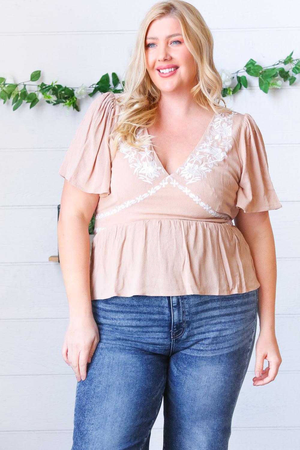 Lille Embroidered Babydoll Top - Atomic Wildflower